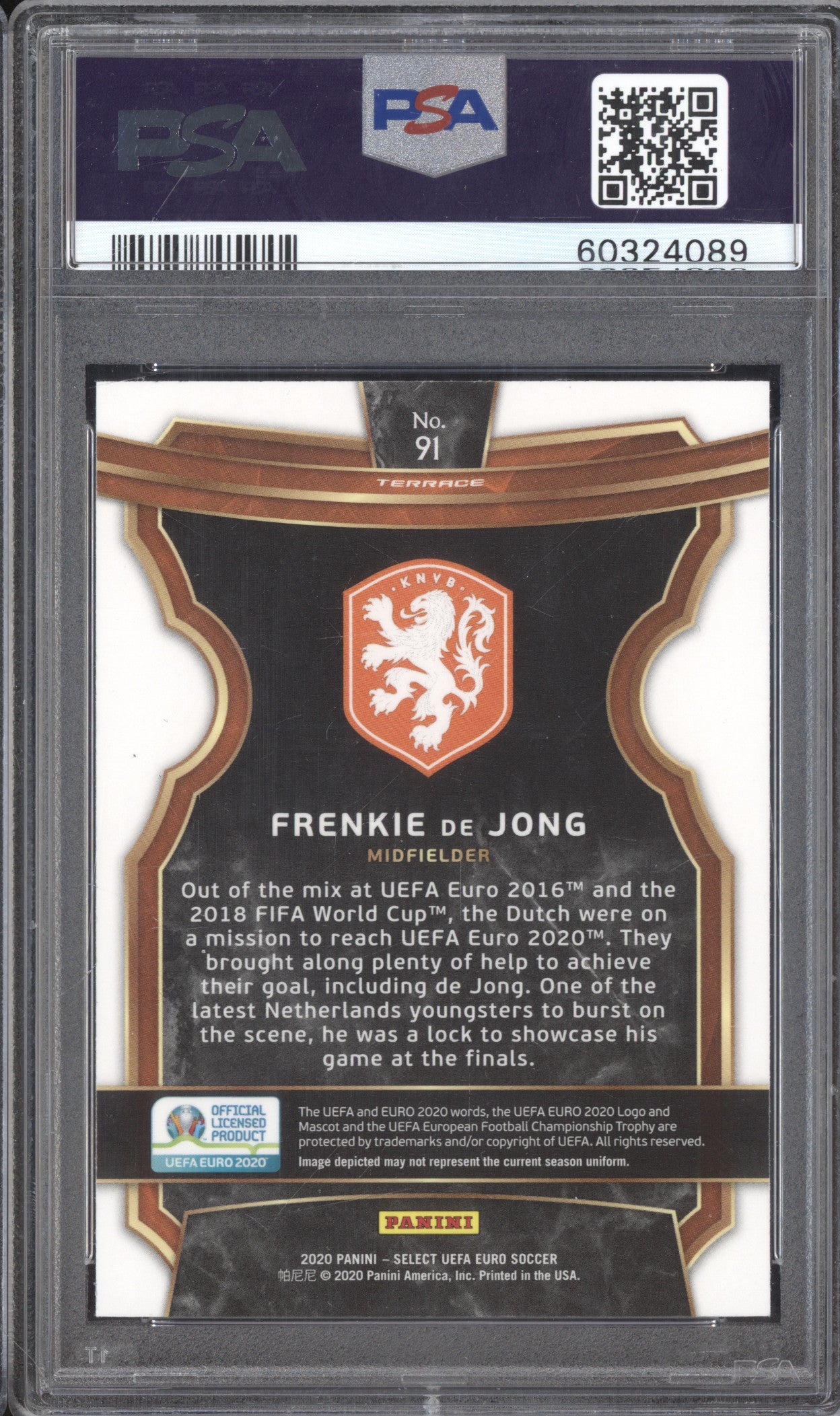 Frenkie de Jong 2020 Panini Select Euro 91 RC PSA 9