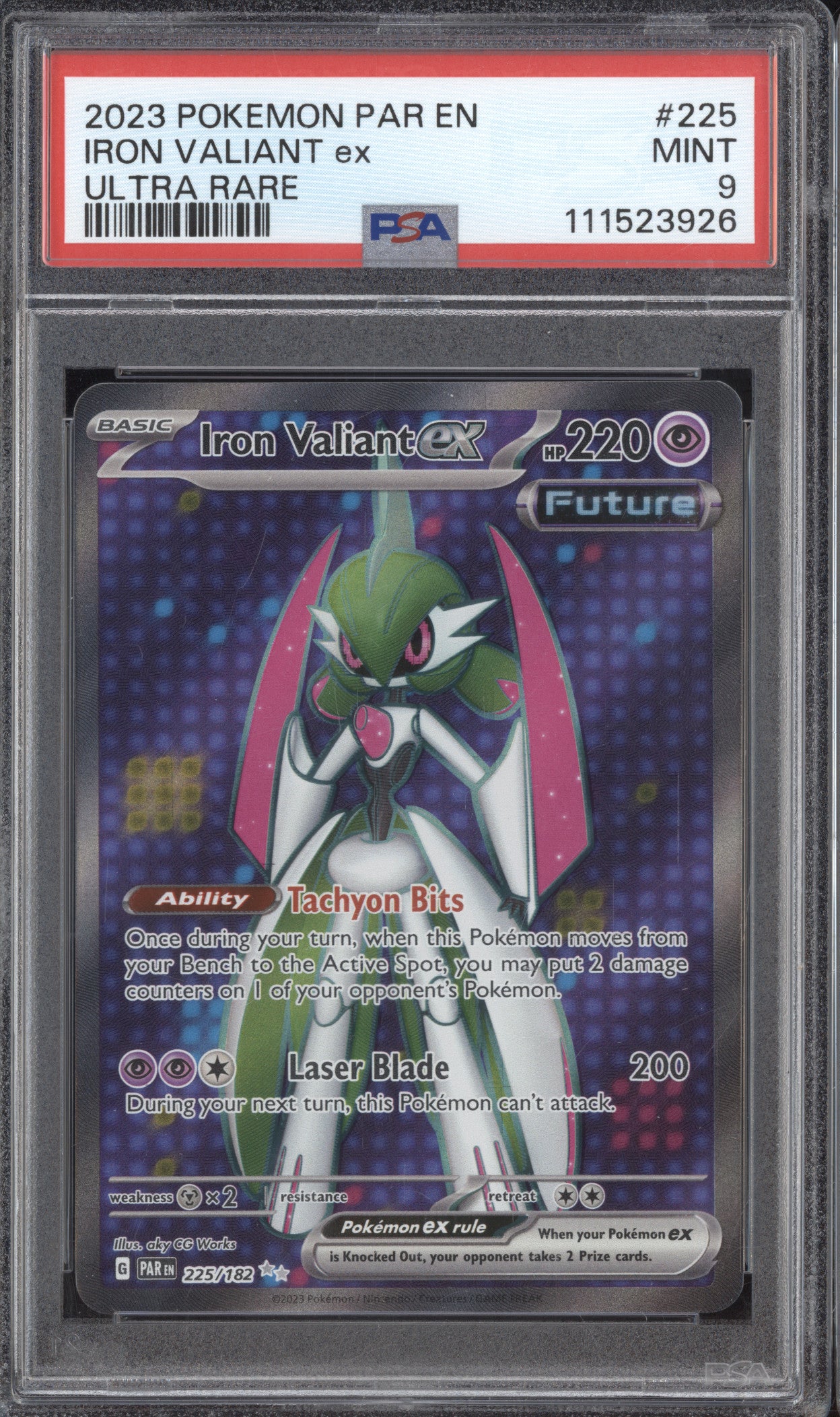 Iron Valiant ex 2023 Pokemon Paradox Rift 225/182 Ultra Rare PSA 9