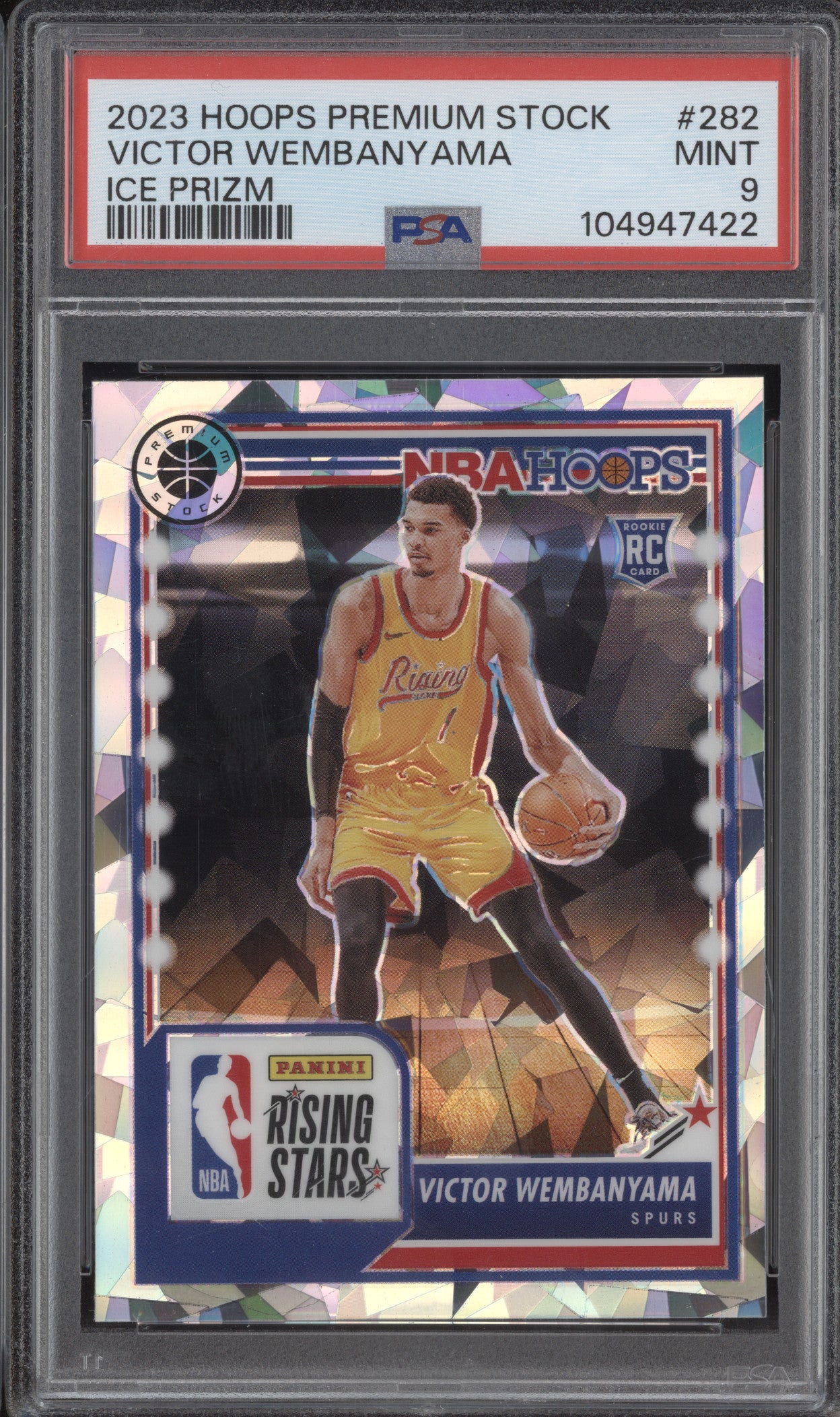 Victor Wembanyama 2023-24 Panini Hoops Premium Stock 282 Ice RC PSA 9