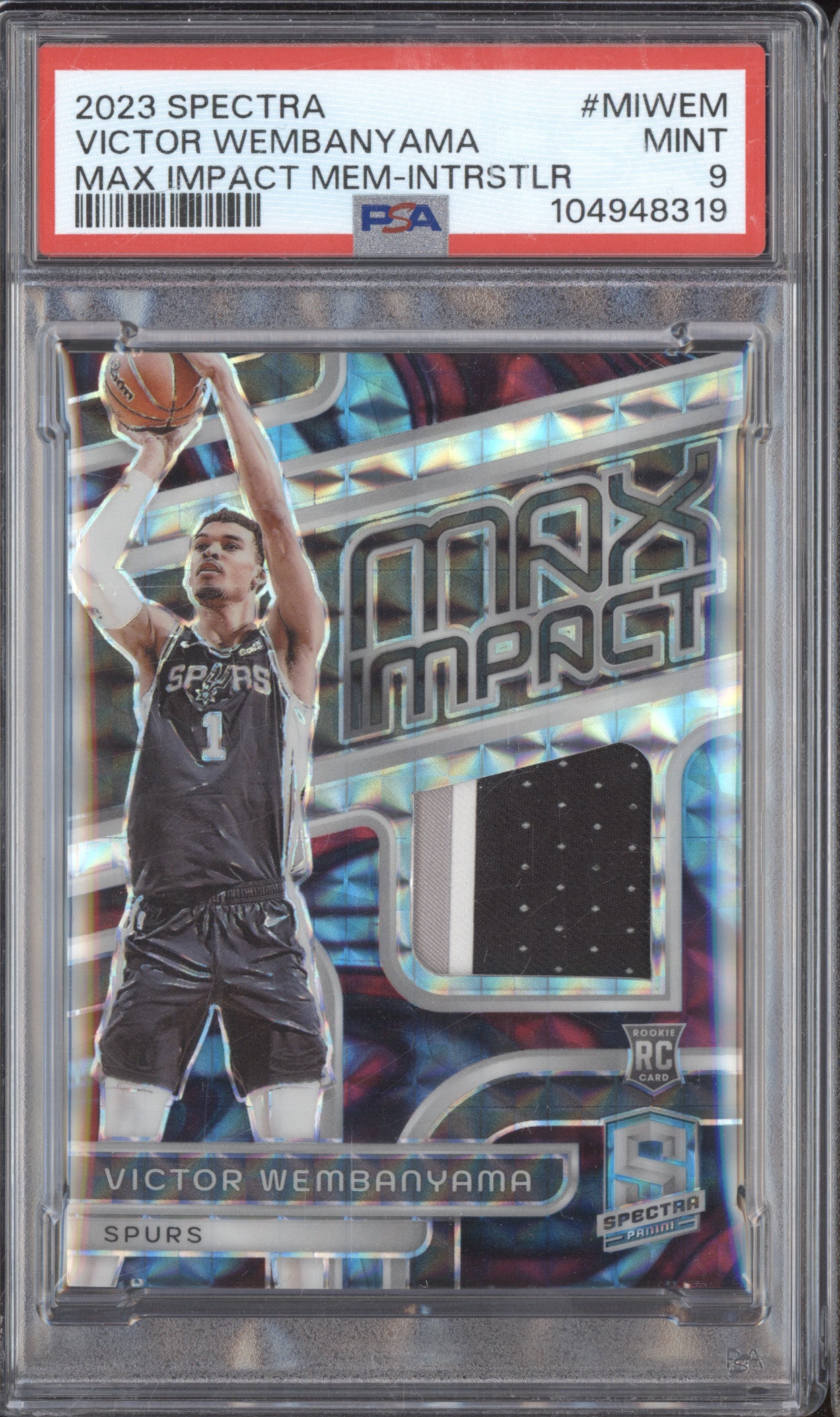 Victor Wembanyama 2023-24 Panini Spectra Max Impact Interstellar RC /75 PSA 9