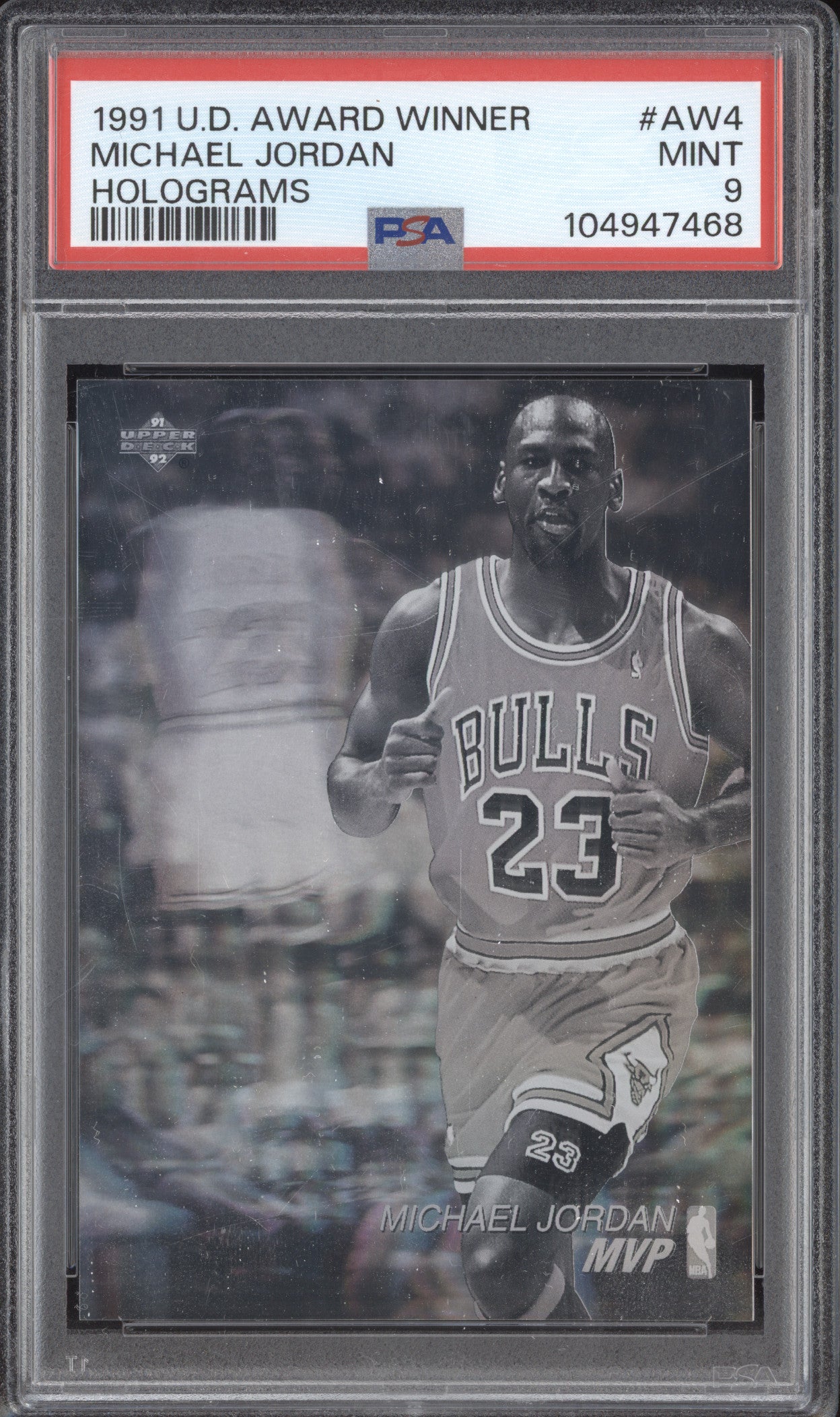 Michael Jordan 1991-92 Upper Deck Award Winner AW4 Holograms PSA 9
