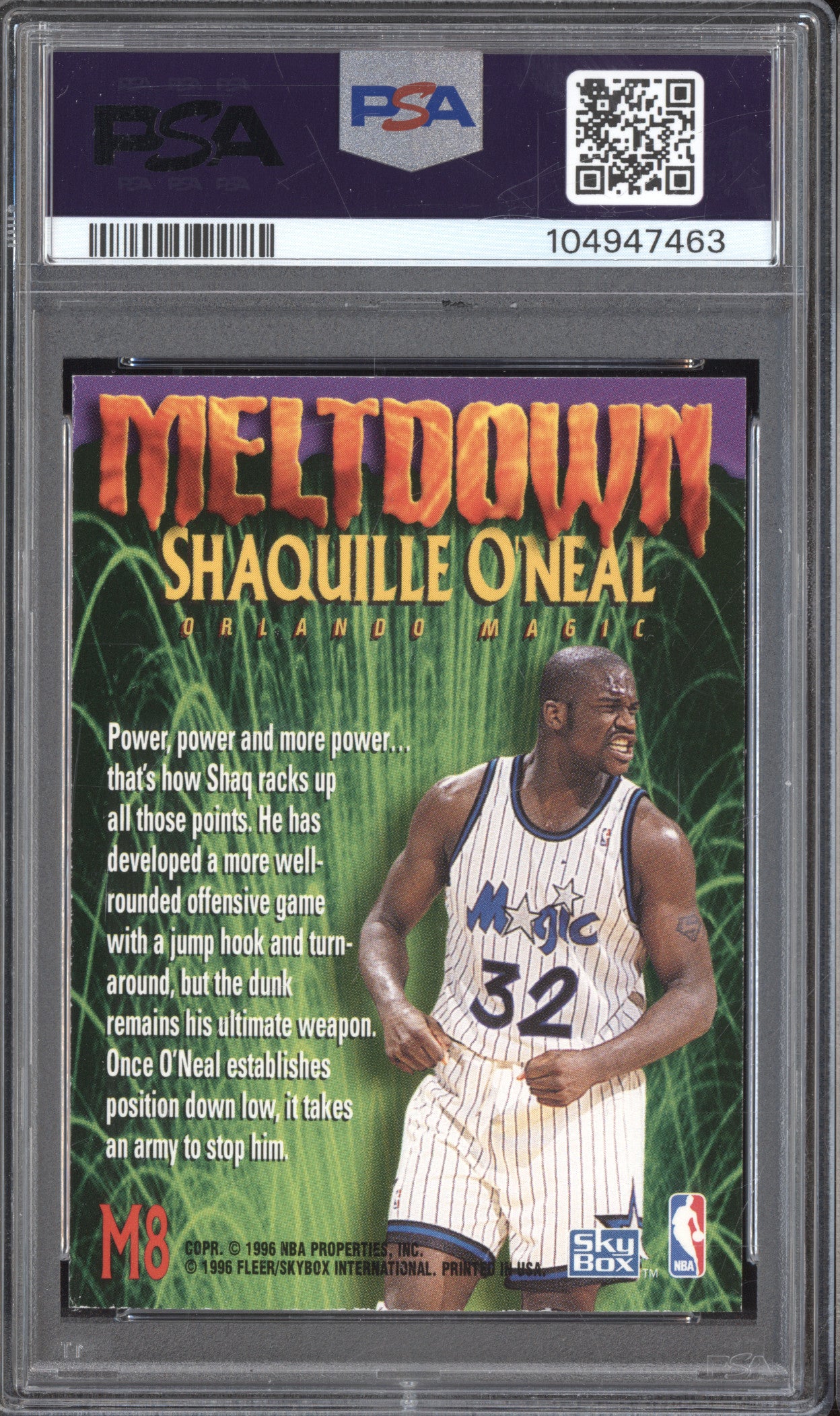 Shaquille O'Neal 1995-96 Skybox Premium M8 Meltdown PSA 8