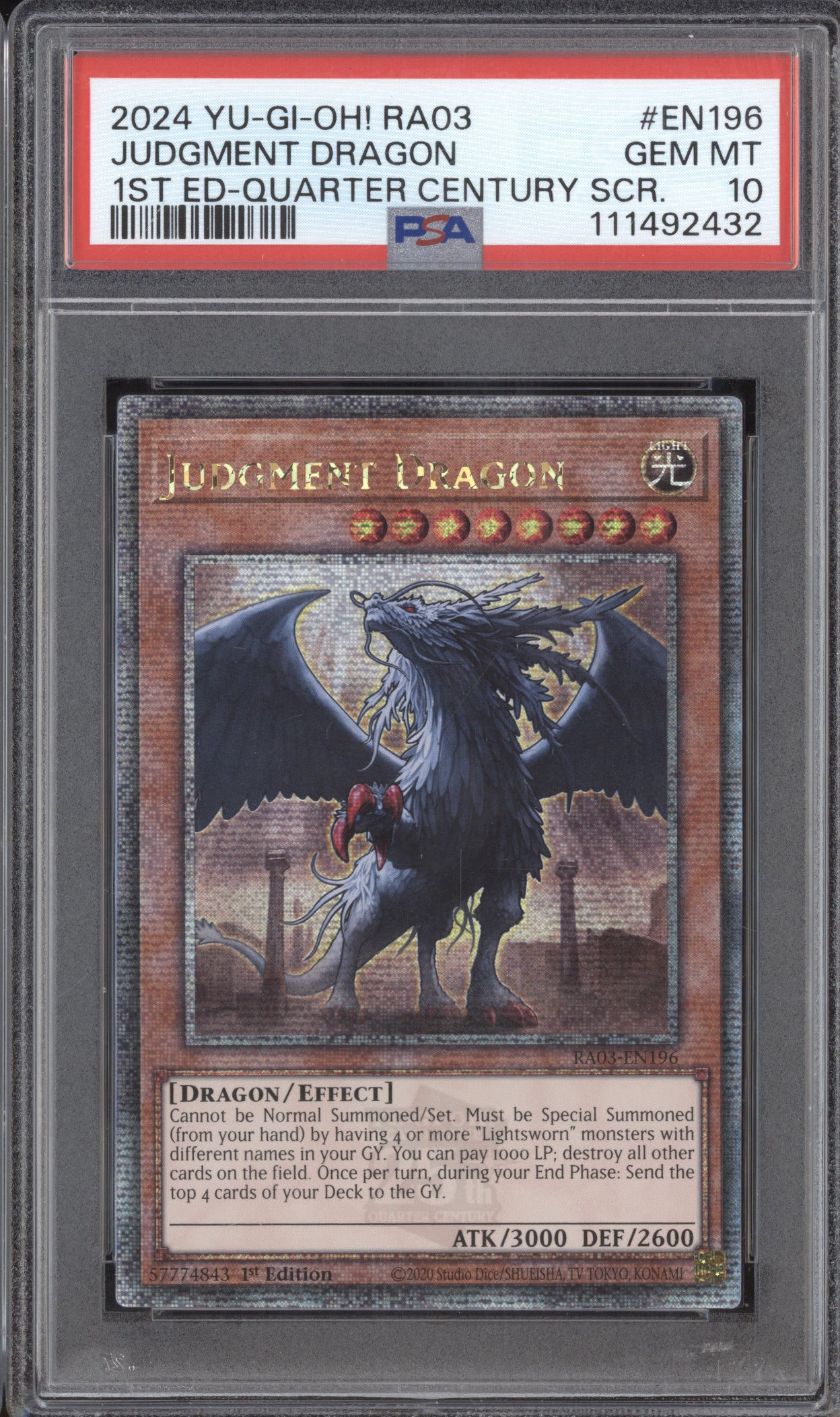 Judgement Dragon YuGiOh QC Bonanza RA03-EN196 1st Ed QCSR PSA 10