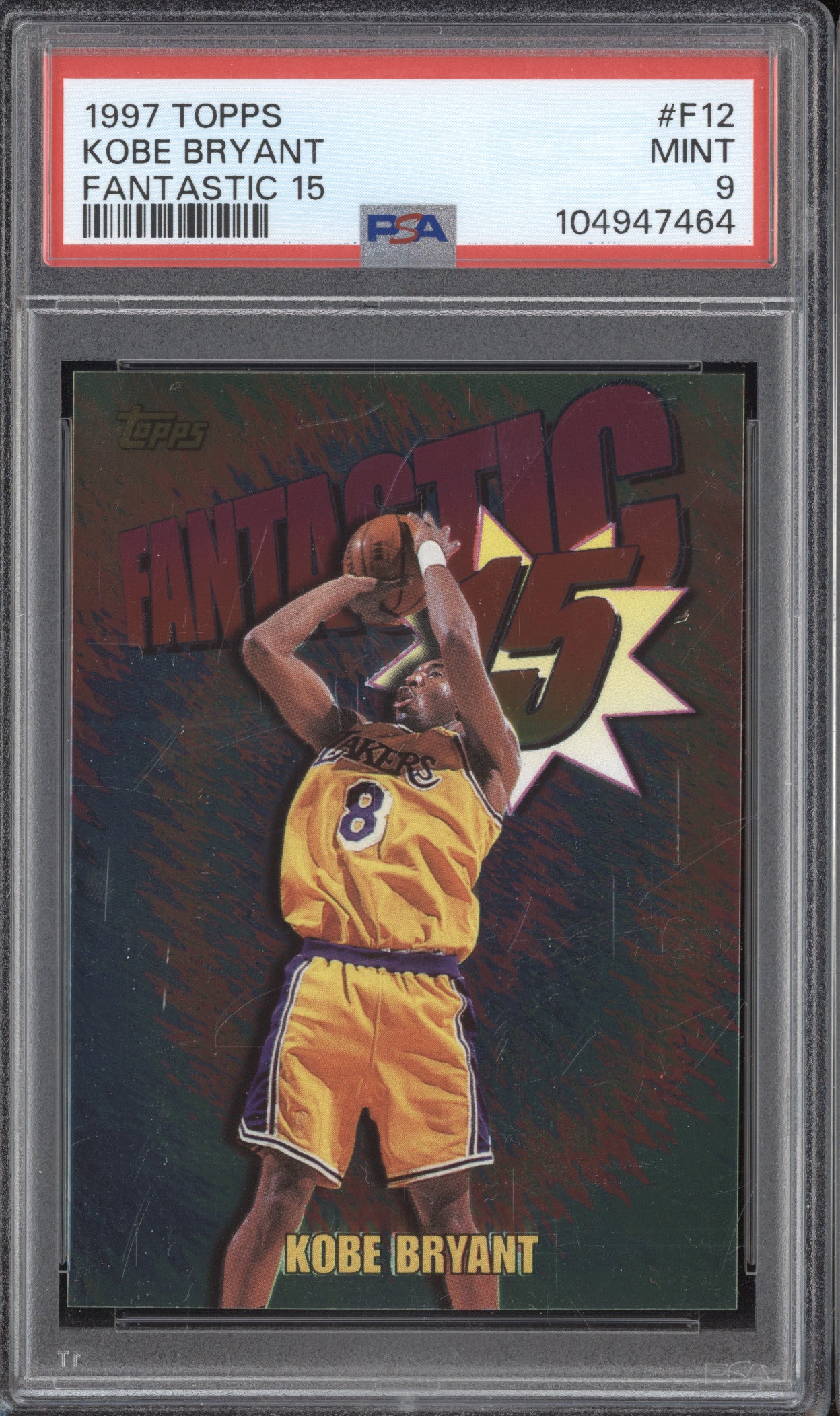 Kobe Bryant 1997-98 Toops F12 Fantastic 15 PSA 9