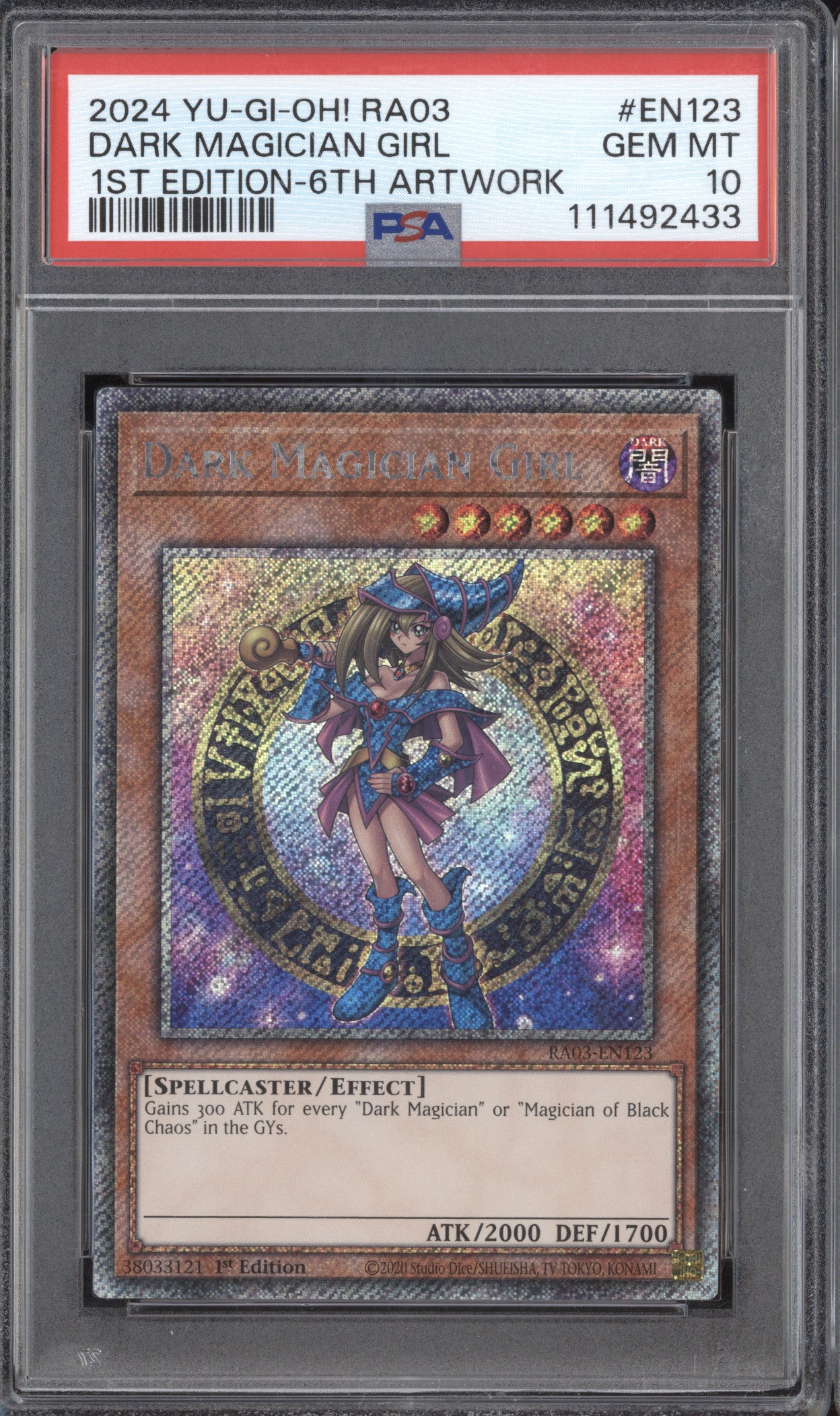 Dark Magician Girl 0 YuGiOh QC Bonanza RA03-EN123 1st Edition 6th Artwork PSA 10