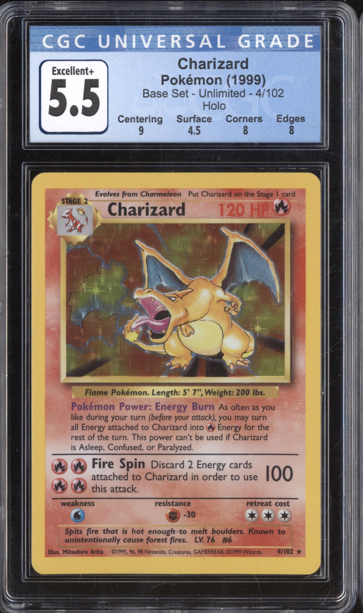 Charizard 1999 Pokemon Base Set 4/102 Holo CGC 5.5