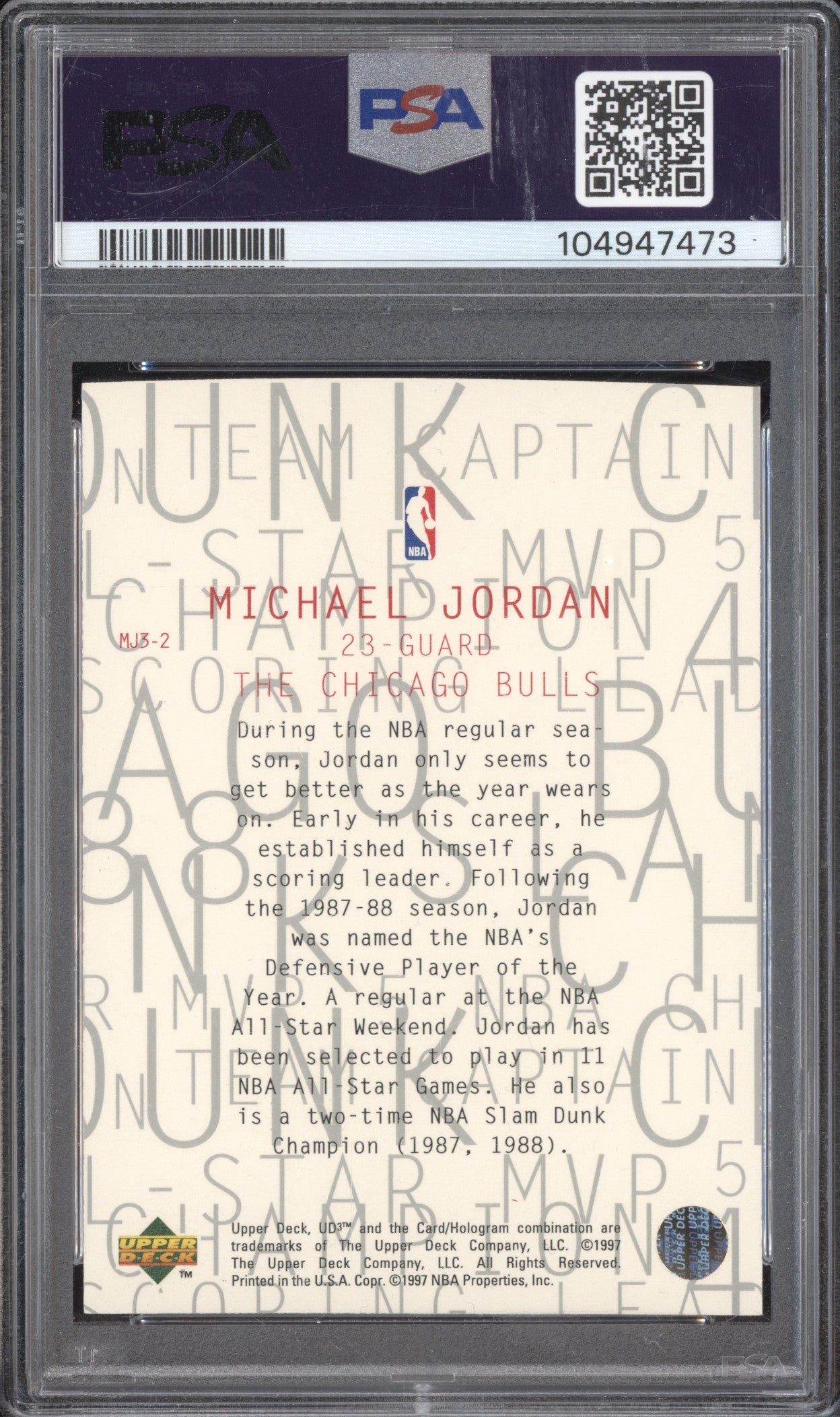 Michael Jordan 1997-98 Upper Deck UD3 MJ3 MJ3-2 PSA 9