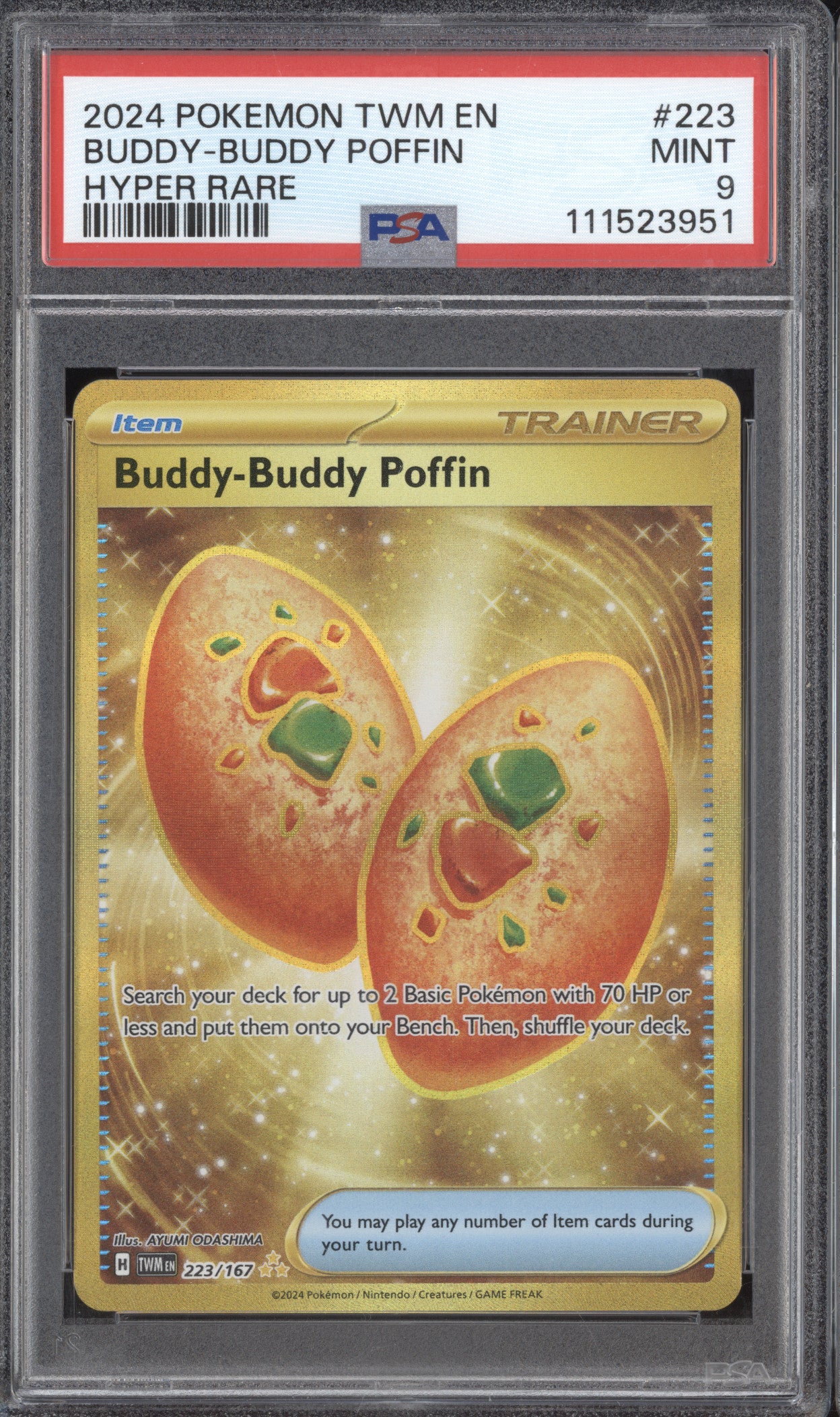 Buddy-Buddy Poffin 2024 Pokemon Twilight Masquerade 223/167 Hyper Rare PSA 9