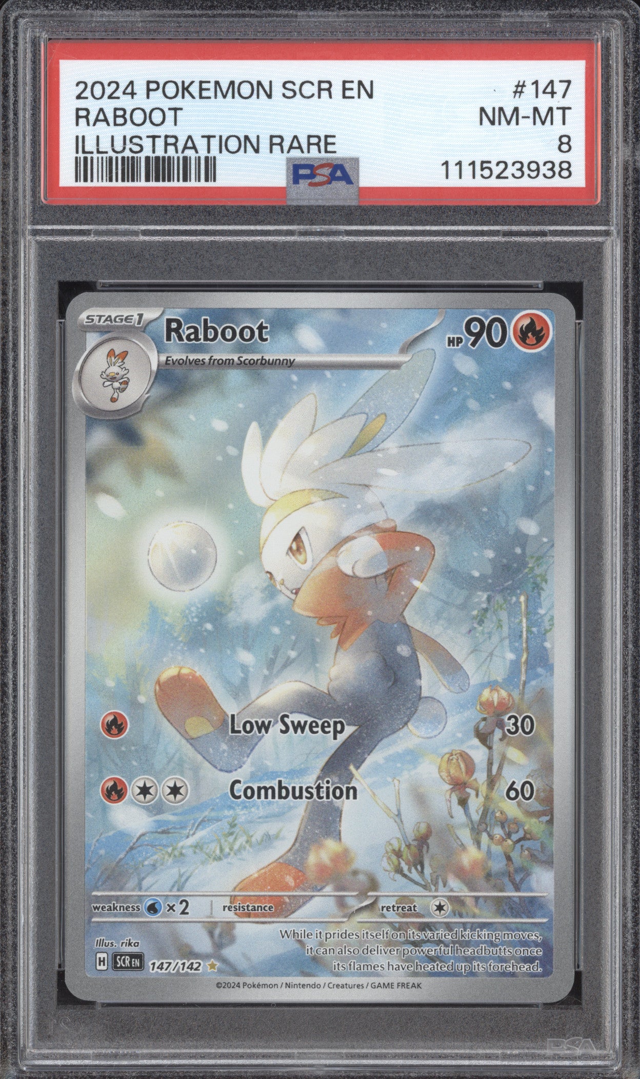 Raboot 2024 Pokemon Stellar Crown 147/142 Illustration Rare PSA 8