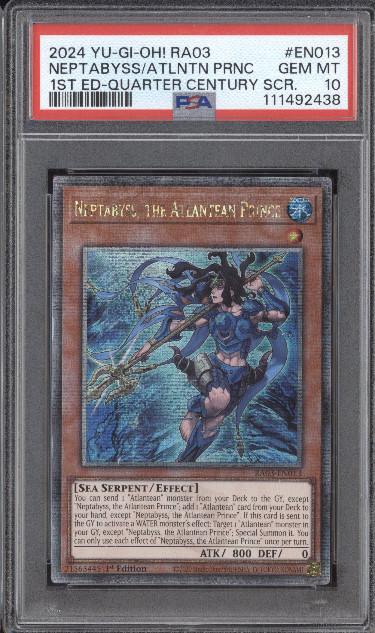 Neptabyss the Atlantean Prince YuGiOh QC Bonanza RA03-EN013 1st Ed QCSR PSA 10