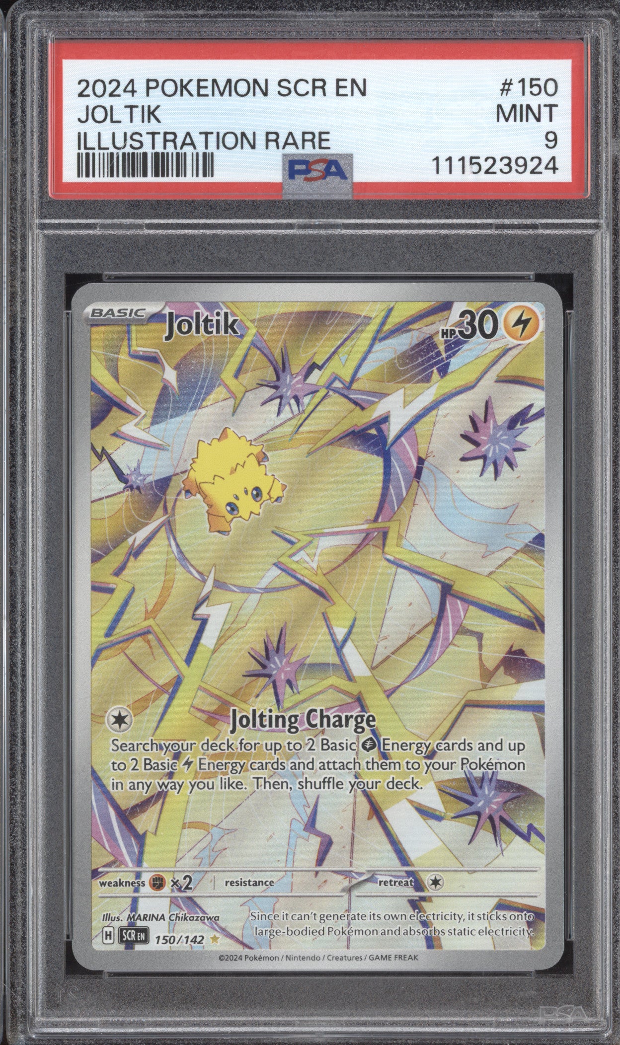 Joltik 2024 Pokemon Stellar Crown 150/142 Illustration Rare PSA 9