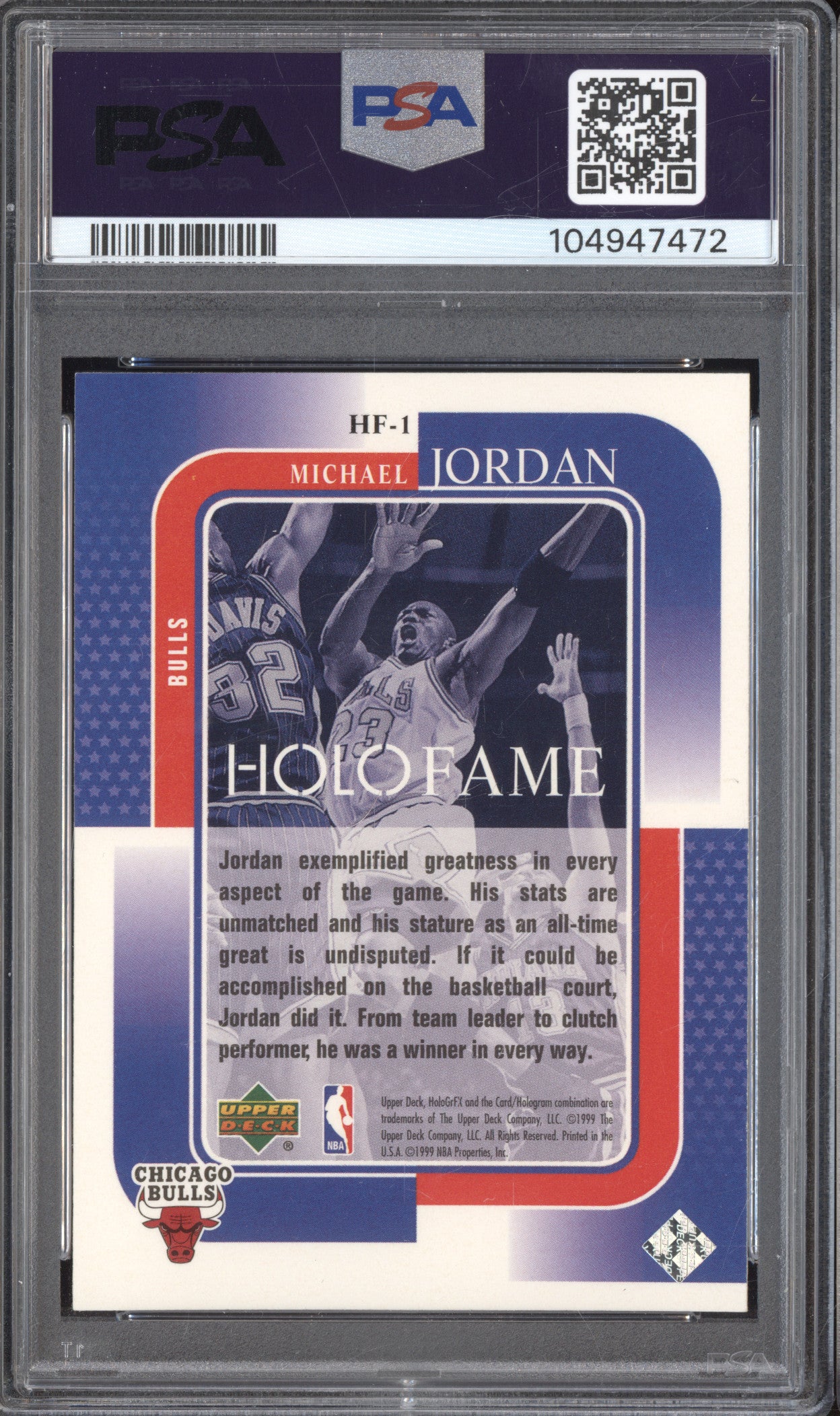 Michael Jordan 1999-00 Upper Deck HoloGr-FX HF-1 Holofame PSA 9