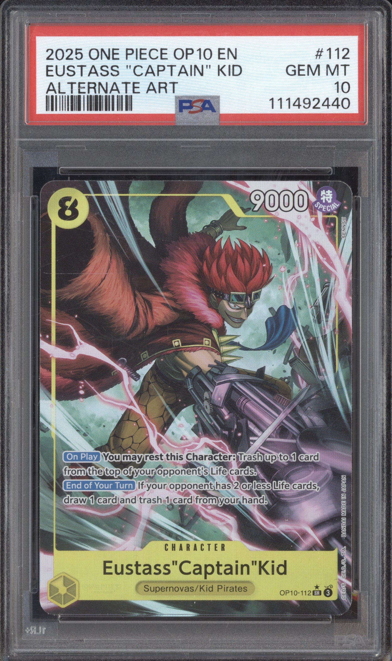 Eustass"Captain"Kid One Piece Royal Blood OP10-112 Super Rare Alt Art PSA 10