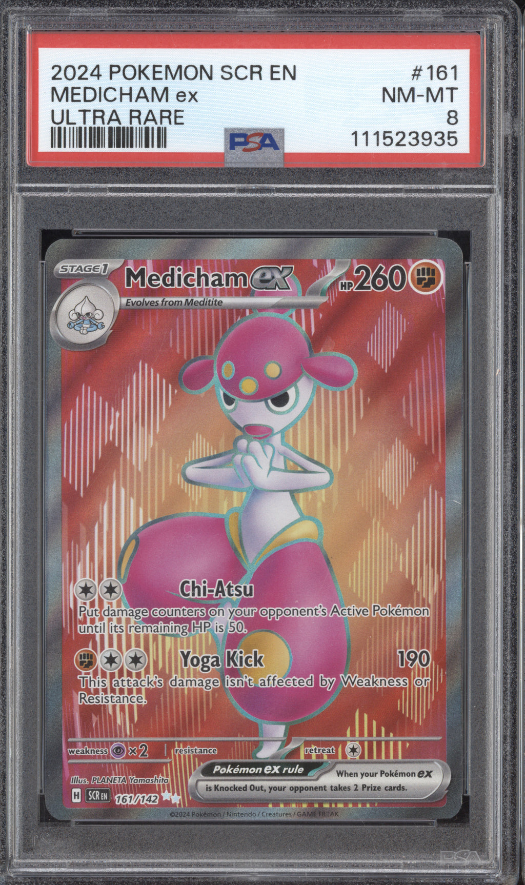 Medicham ex 2024 Pokemon Stellar Crown 161/142 Ultra Rare PSA 8