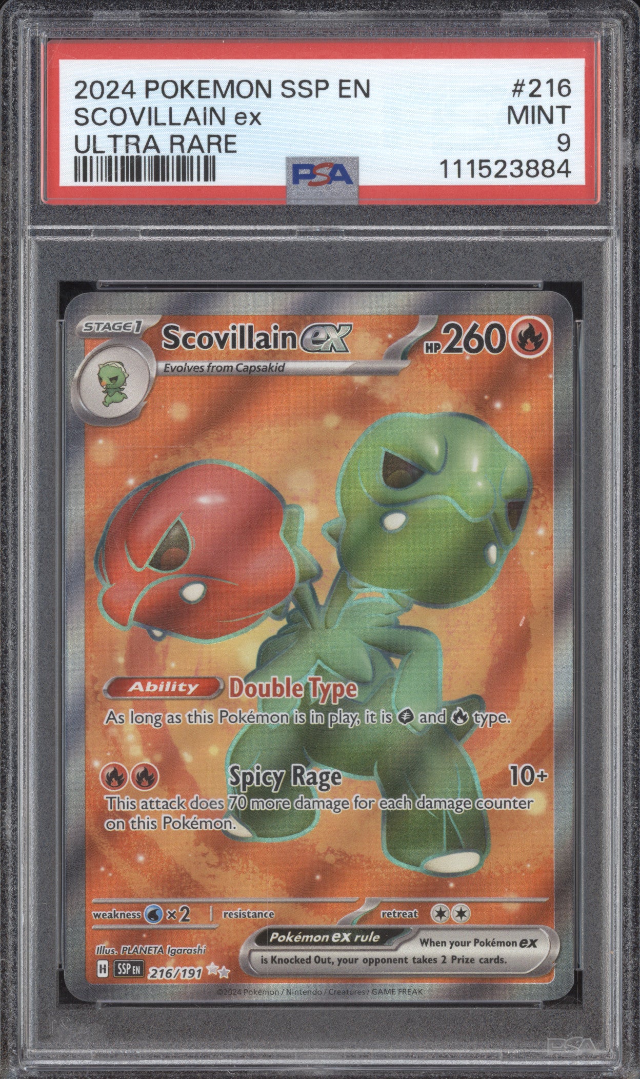 Scovillain ex 2024 Pokemon Surging Sparks 216/191 Ultra Rare PSA 9