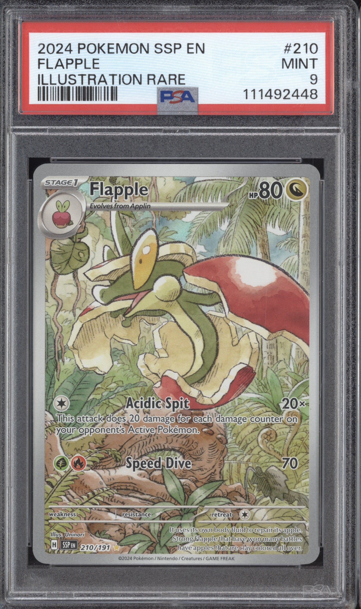 Flapple 2024 Pokemon Surging Sparks 210/191 Illustration Rare PSA 9