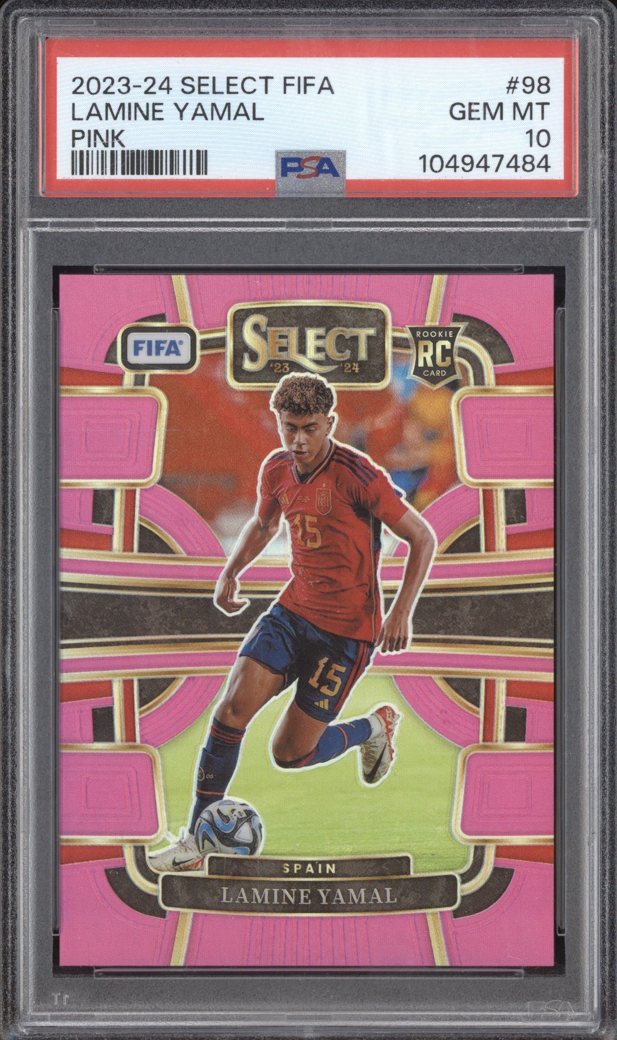 Lamine Yamal 2023-24 Panini Select 98 Pink RC 69/75 PSA 10