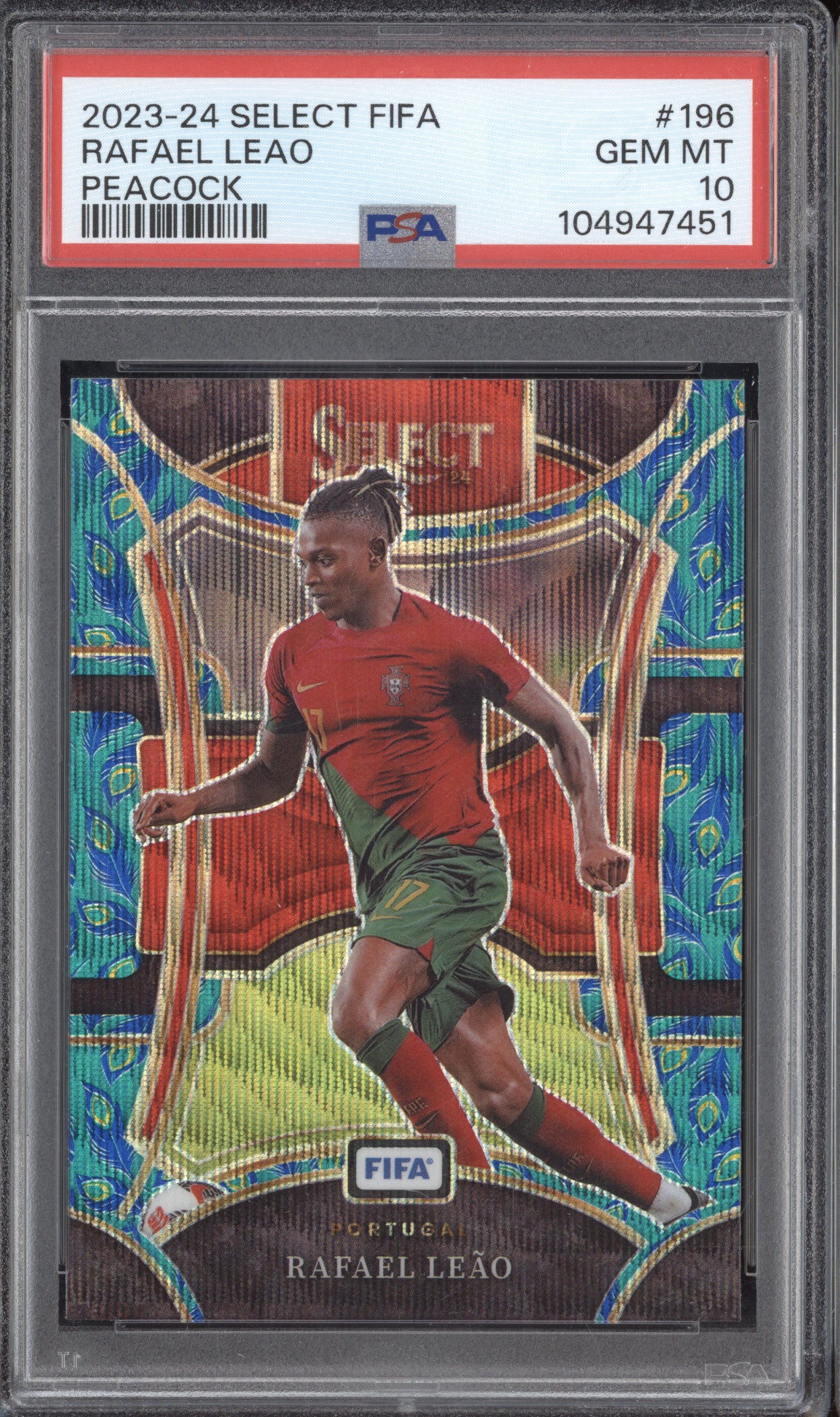 Rafael Leao 2023-24 Panini Select 196 Peacock PSA 10