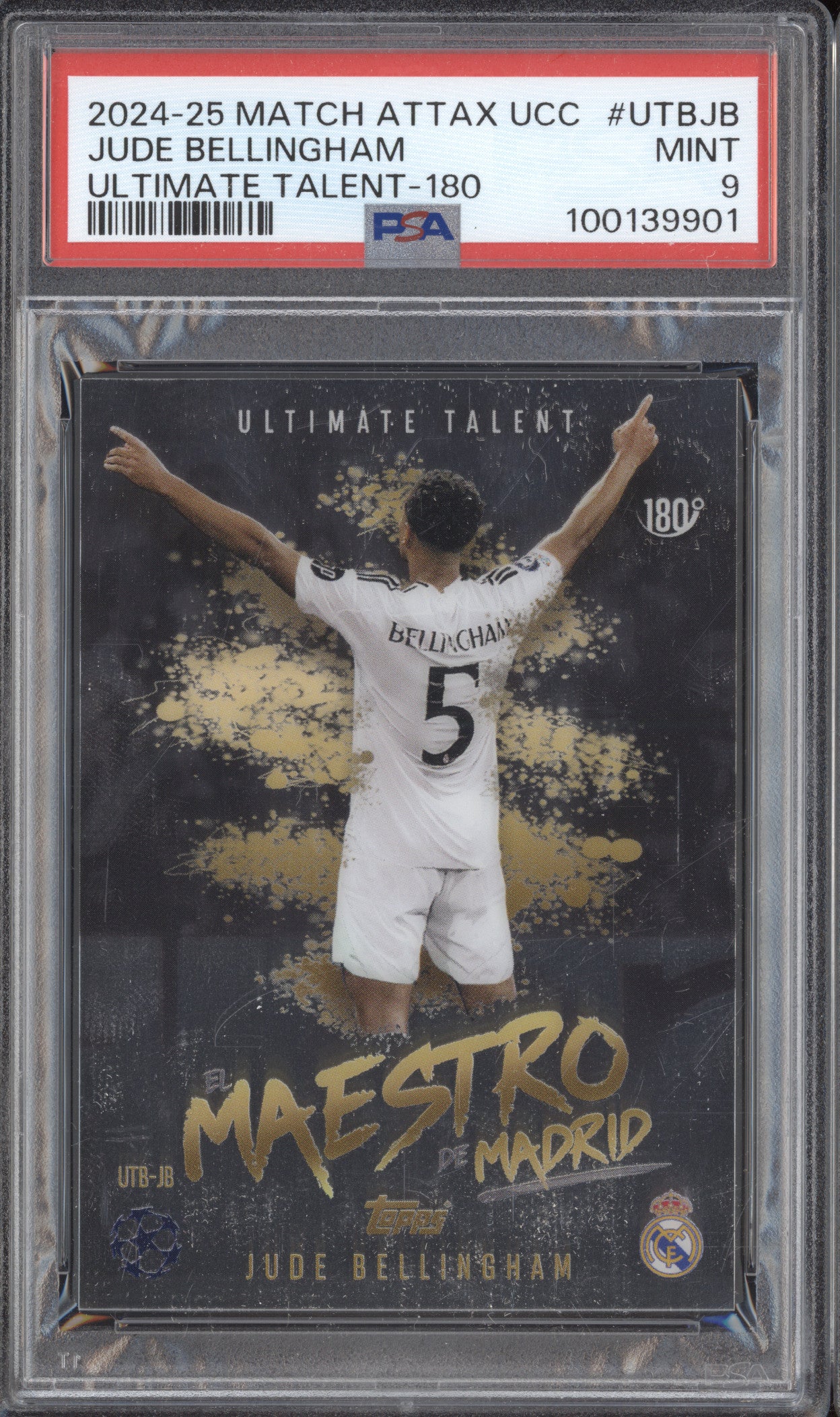 Jude Bellingham 2024-25 Topps Match Attax UCC UTB-JB Ultimate Talent 180 PSA 9