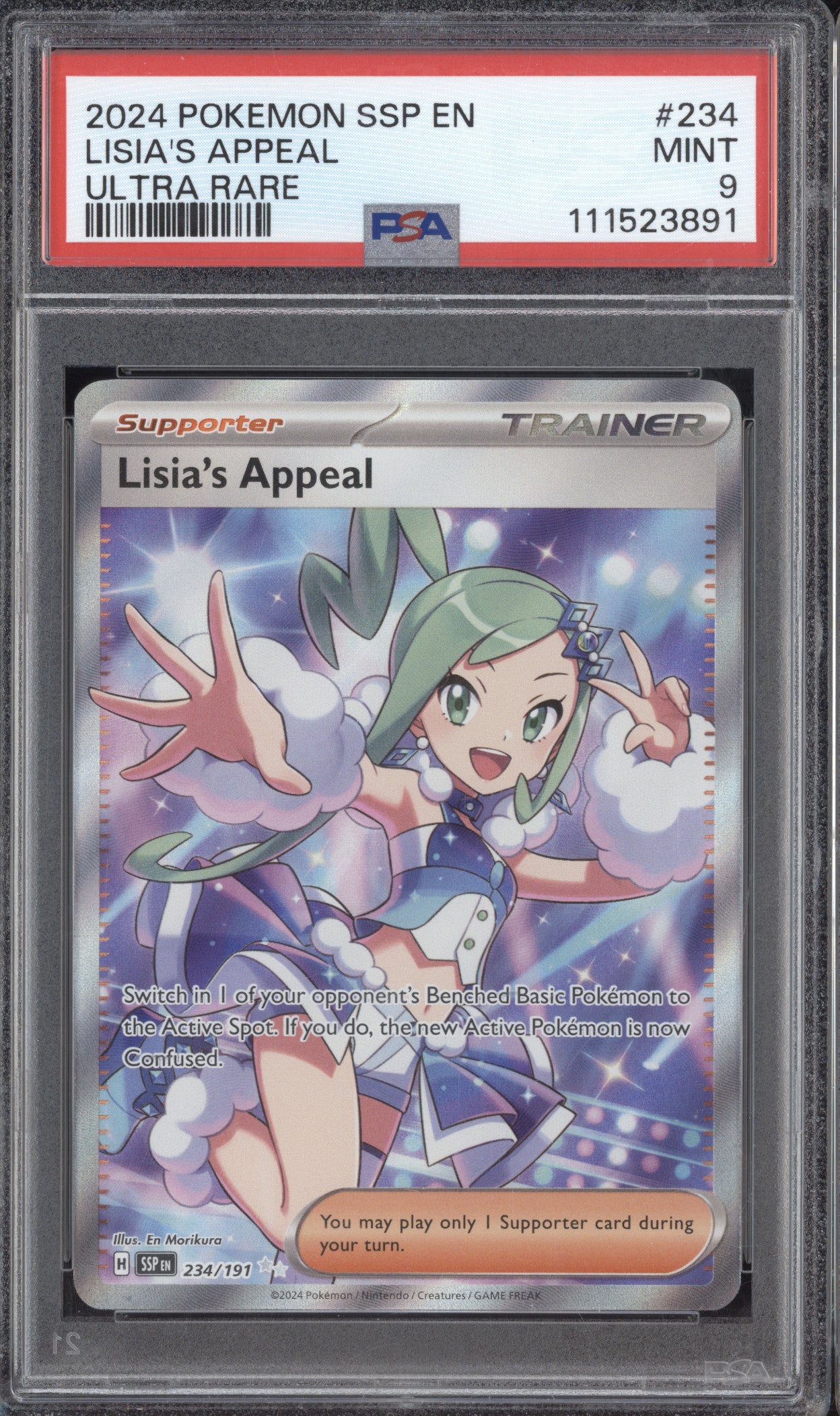 Lisia's Appeal 2024 Pokemon Surging Sparks 234/191 Ultra Rare PSA 9