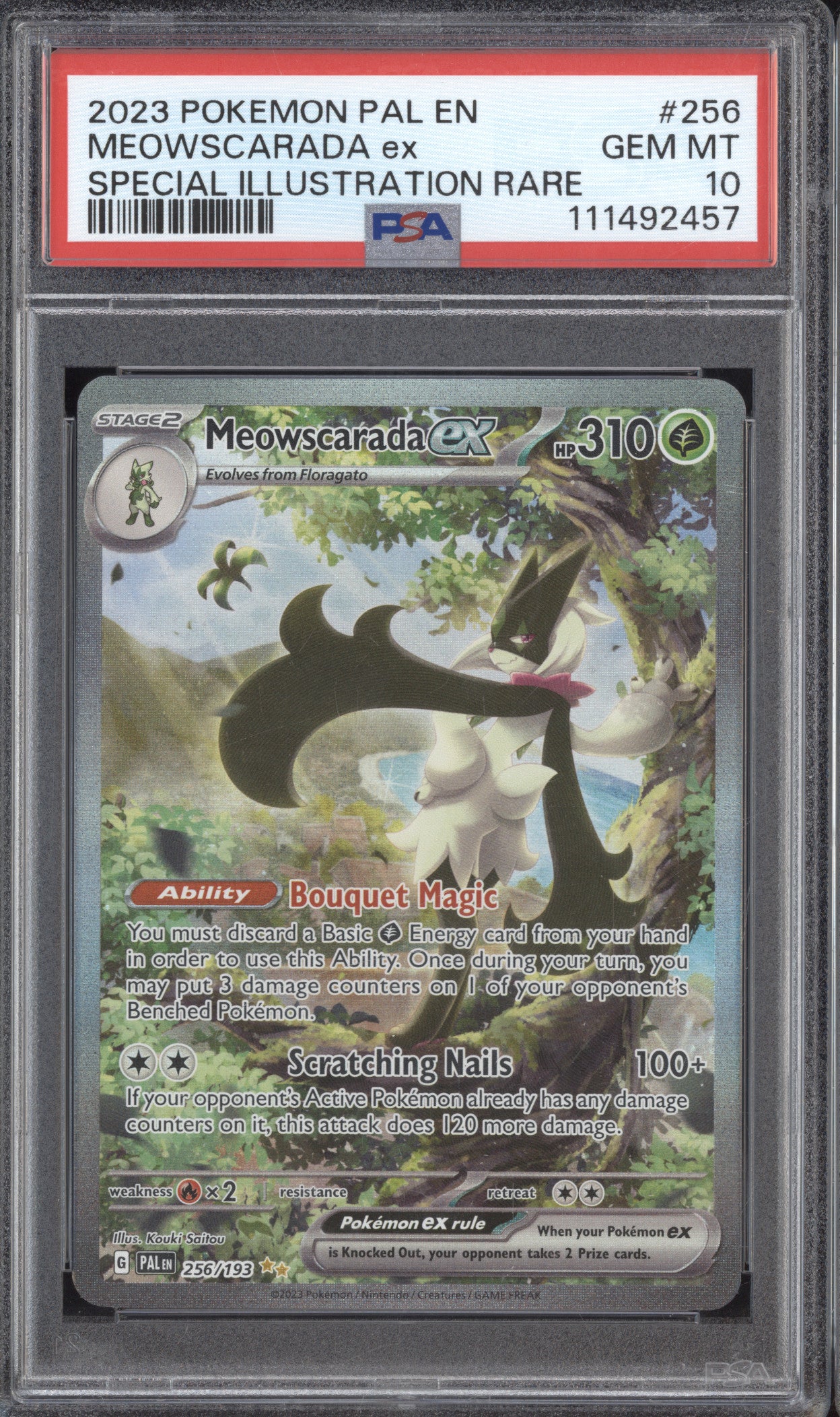 Meowscarada ex 0 Pokemon Paldea Evolved 256/193 Special Illustration Rare PSA 10