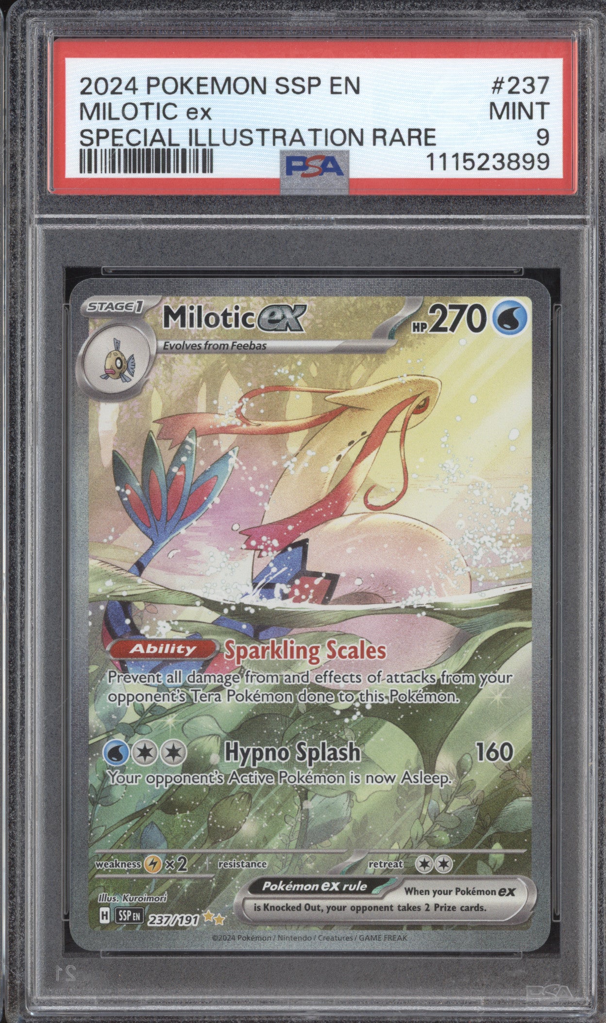 Milotic ex 2024 Pokemon Surging Sparks 237/191 Special Illustration Rare PSA 9