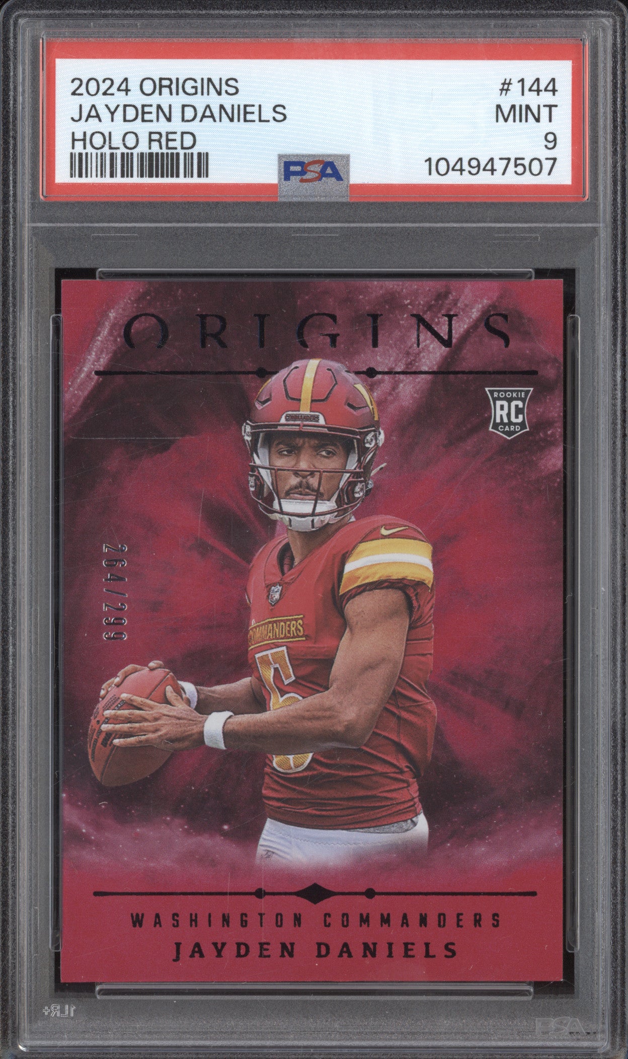 Jayden Daniels 2024 Panini Origins 144 Holo Red RC 264/299 PSA 9