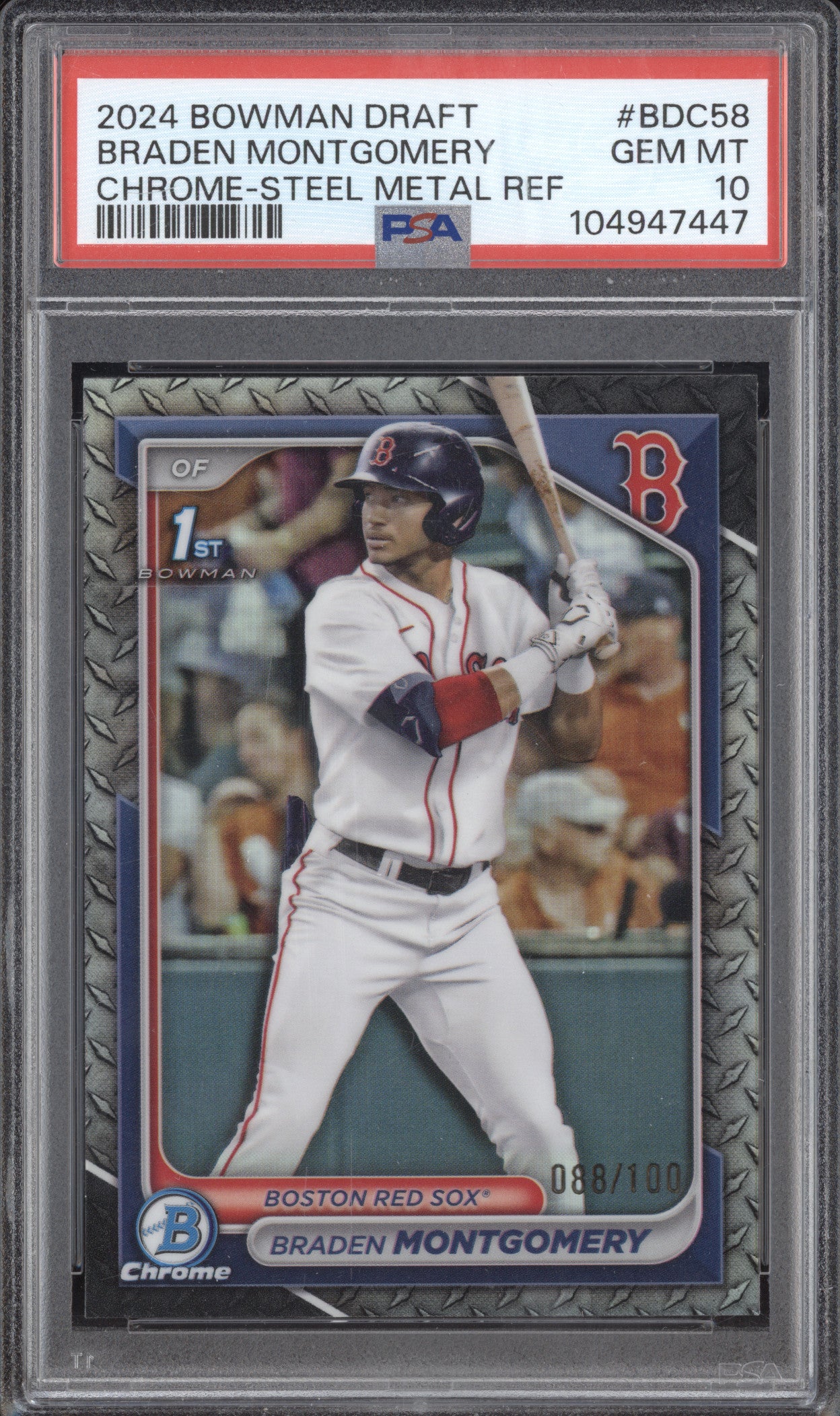 Braden Montgomery 2024 Bowman Draft BDC-58 1st Steel Metal RC 88/100 PSA 10