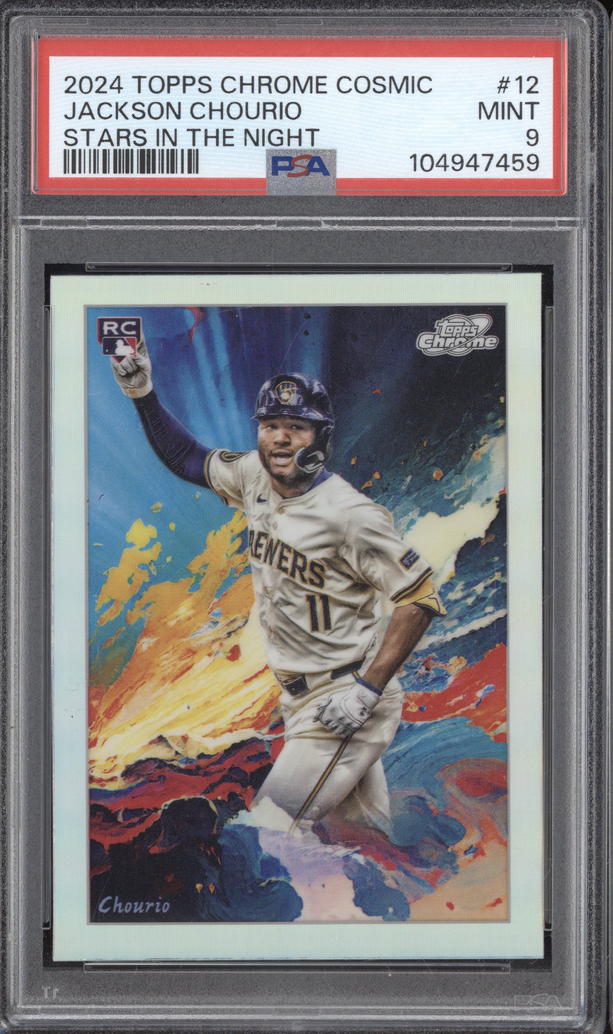 Jackson Chourio 2024 Topps Chrome Cosmic STN-12 Stars in the Night RC PSA 9