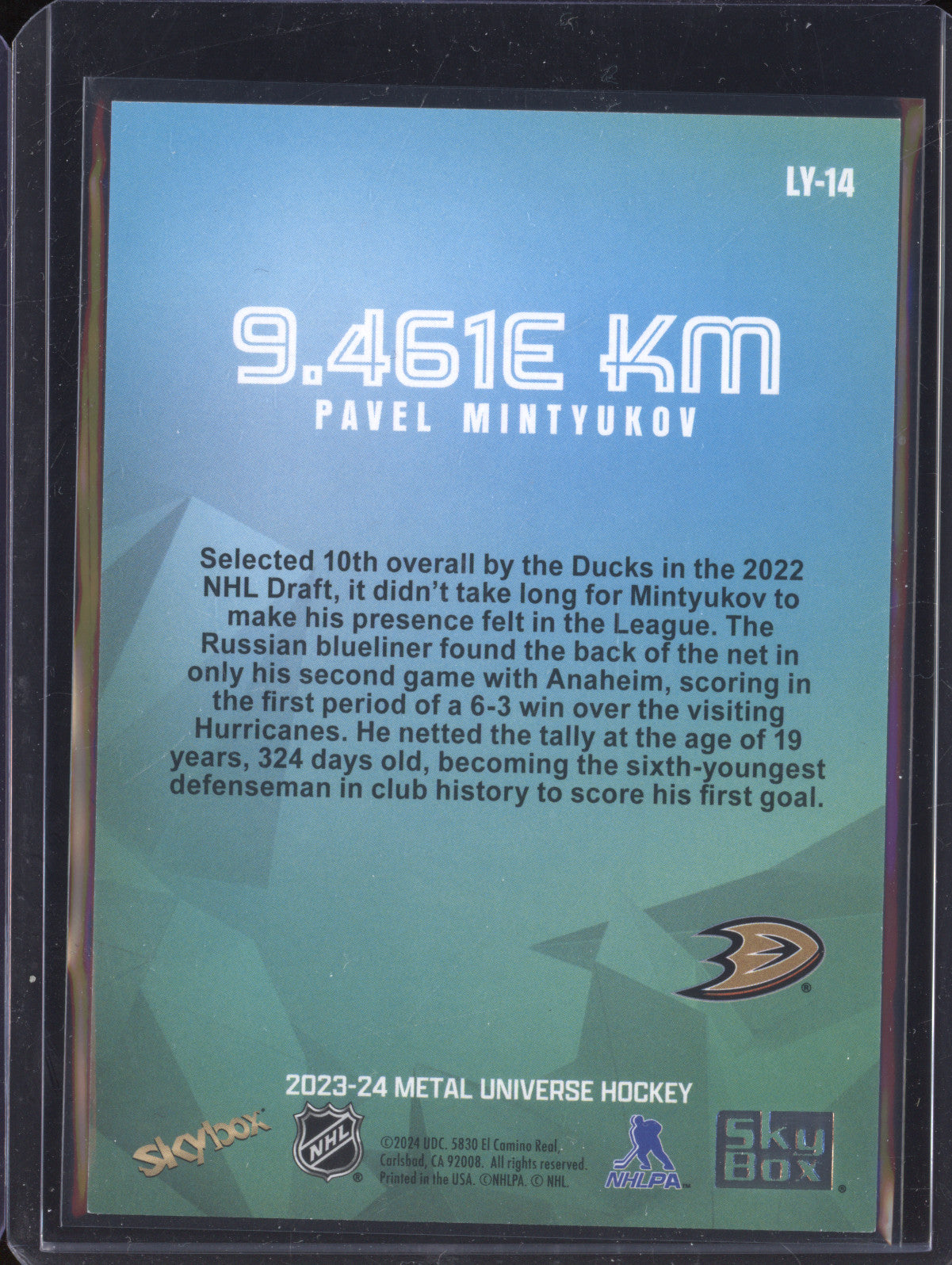 Pavel Mintyukov 2023-24 Sky Box Metal Universe LY-14 9.461e KM