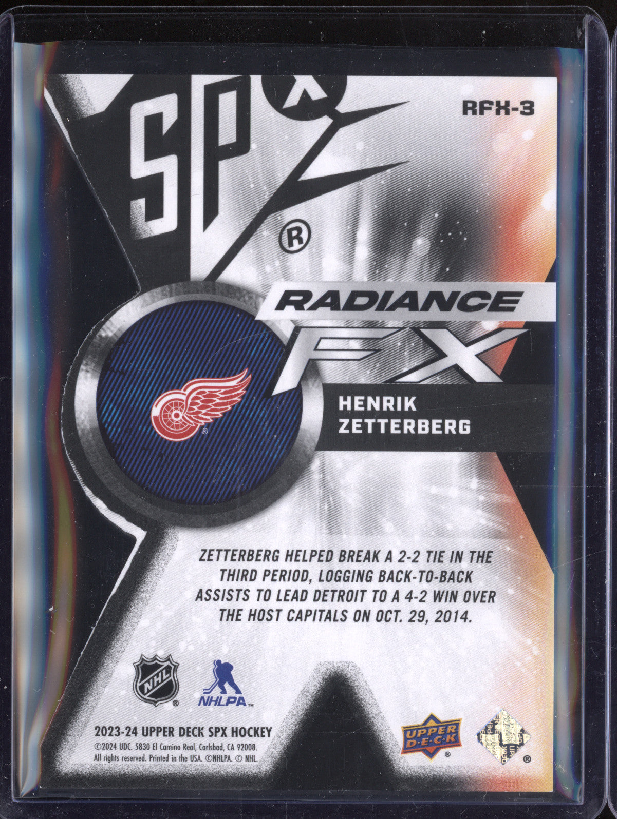 Henrik Zetterberg 2023-24 Upper Deck SPX RFX-3 Radiance FX 188/949