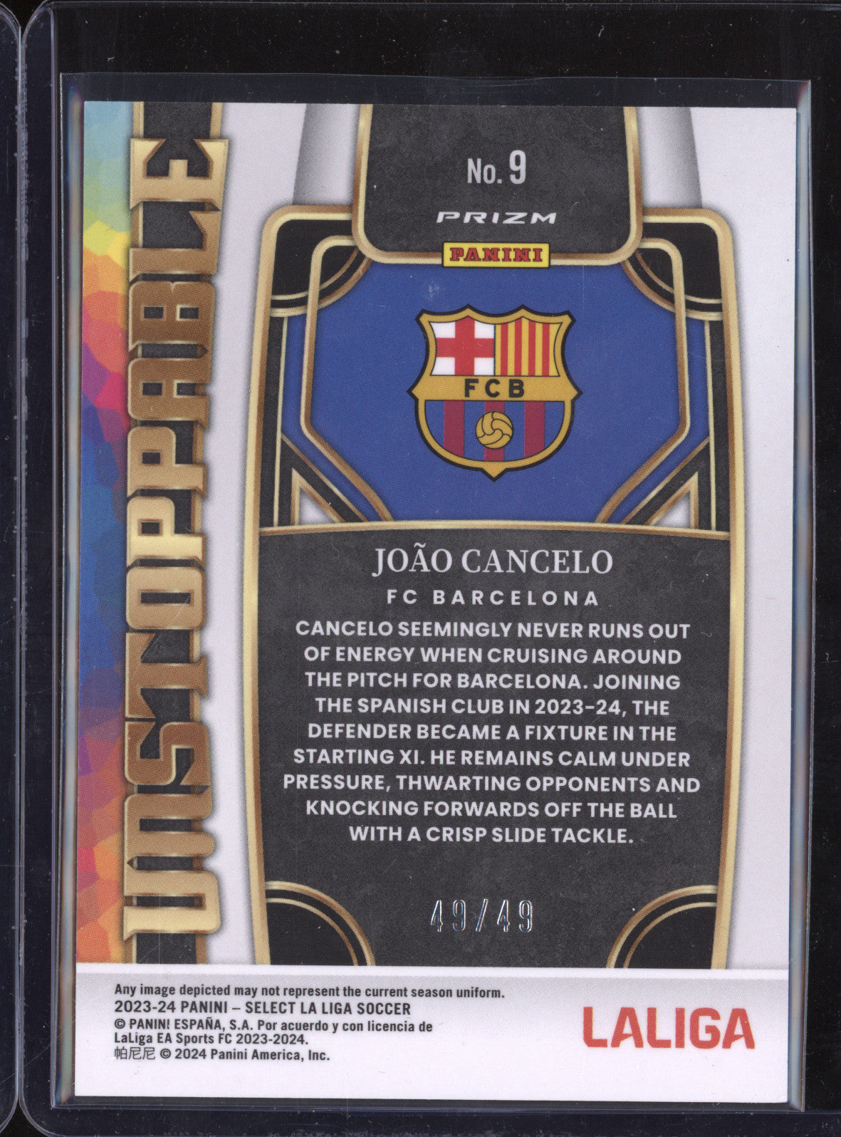 Joao Cancelo 2023-24 Panini La Liga International 9 Unstoppable Tie-Dye 49/49