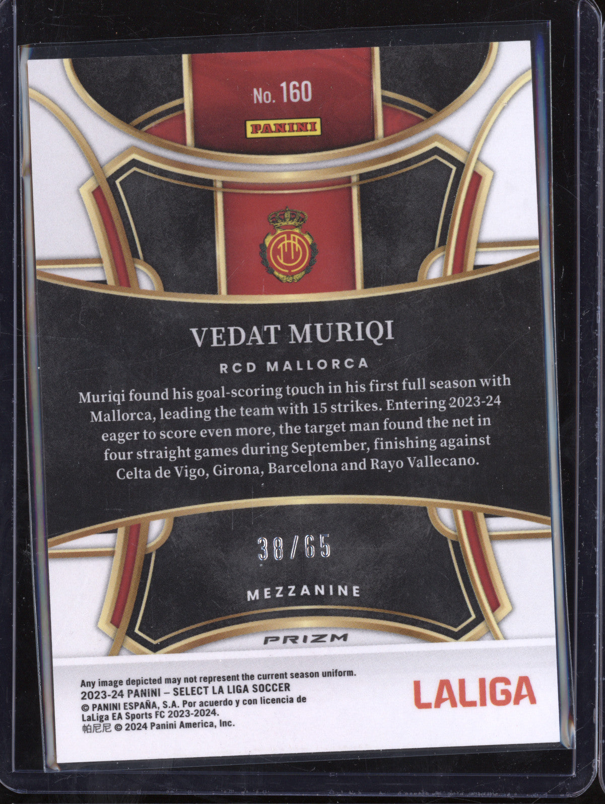 Vedat Muriqi 2023-24 Panini La Liga International 160 Red Wave 38/65