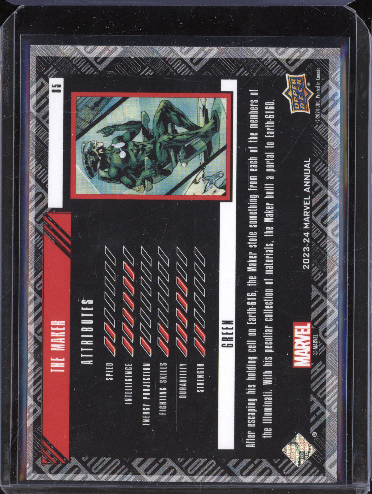 The Maker 2023-24 Upper Deck Marvel Annual 85 Green 39/499