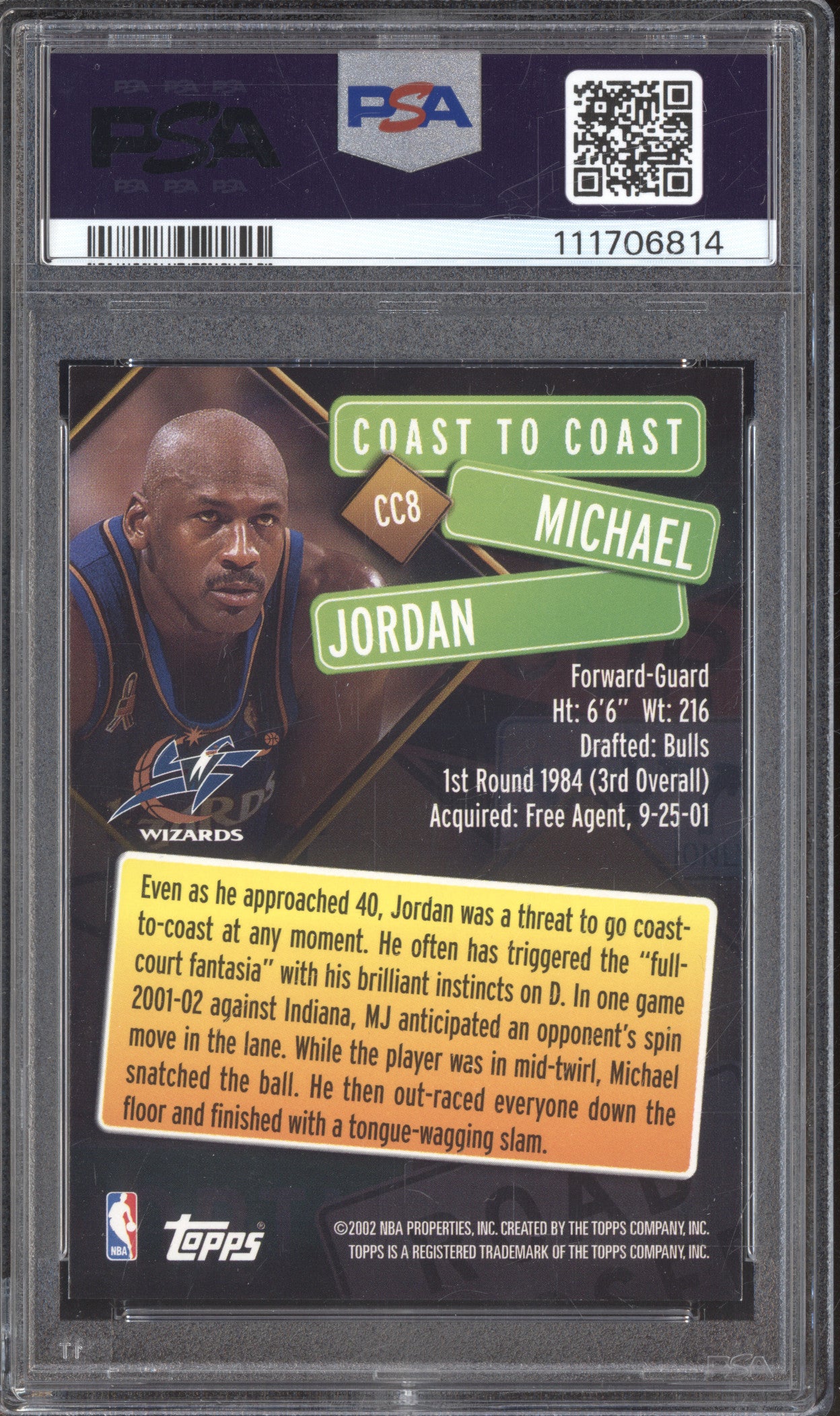 Michael Jordan 2002-03 Topps CC8 Coast to Coast PSA 8