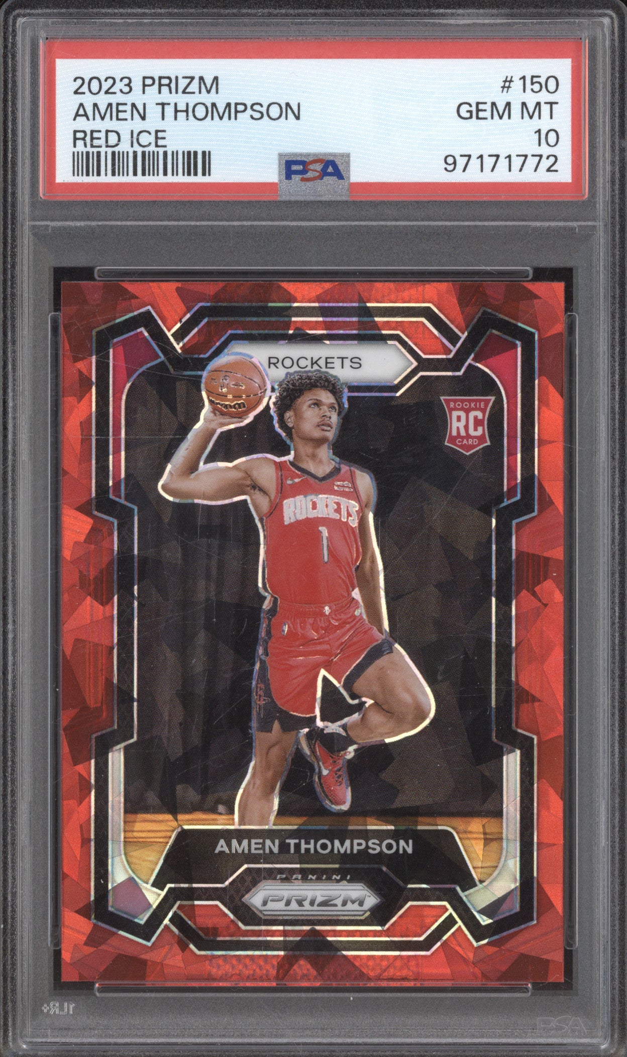 2023 Panini Prizm 150 Amen Thompson Red Ice Prizm RC PSA 10