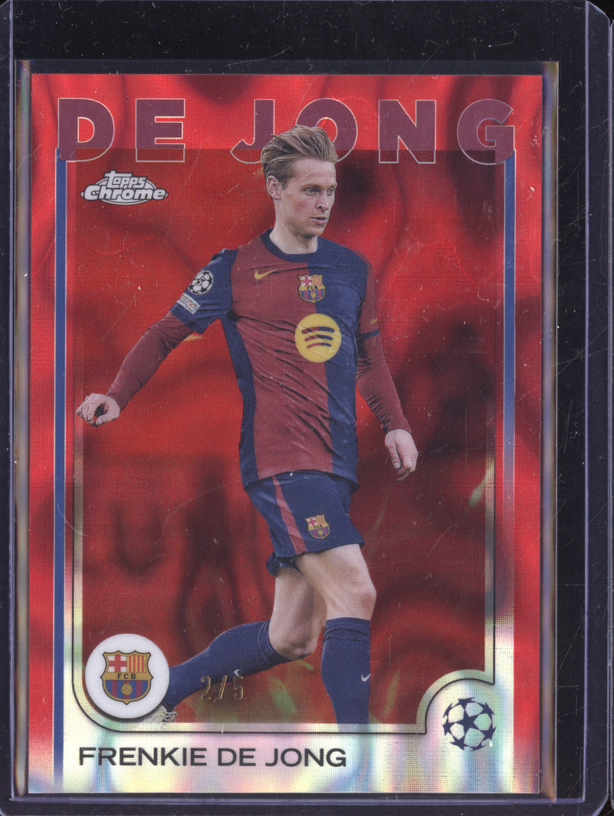 Frenkie De Jong 2024-25 Topps Chrome 172 Red Lava Refractor 2/5