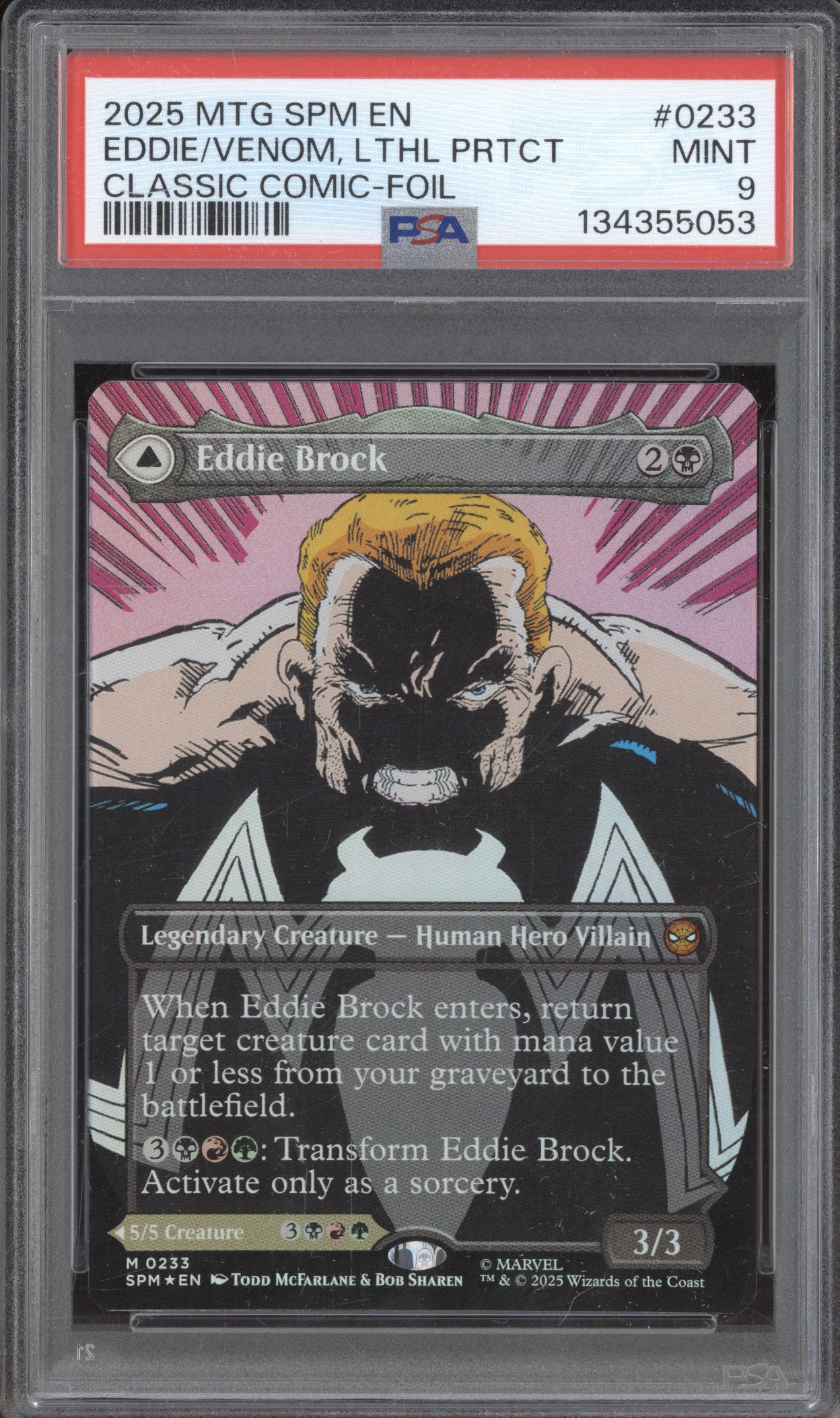 2025 MTG Marvel Spider-Man Eddie Brock Classic Comic-Foil 0233 PSA 9