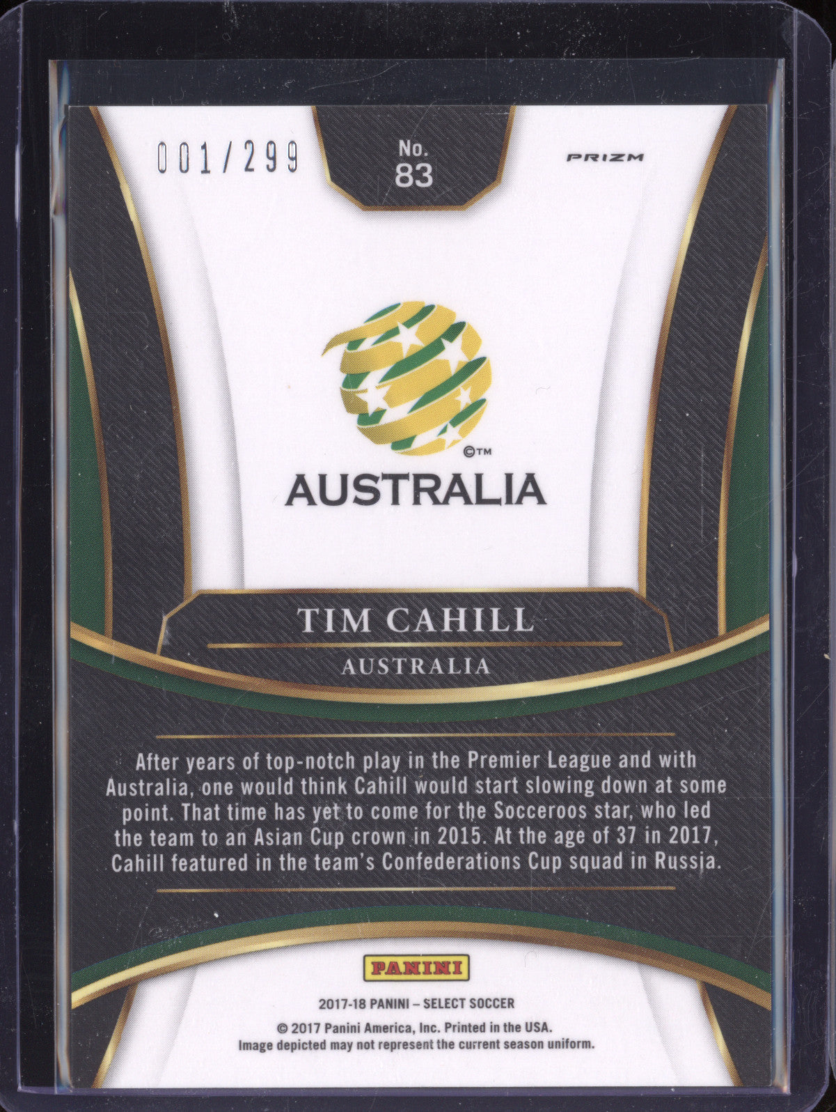 Tim Cahill 2017-18 Panini Select 83 Blue 1/299