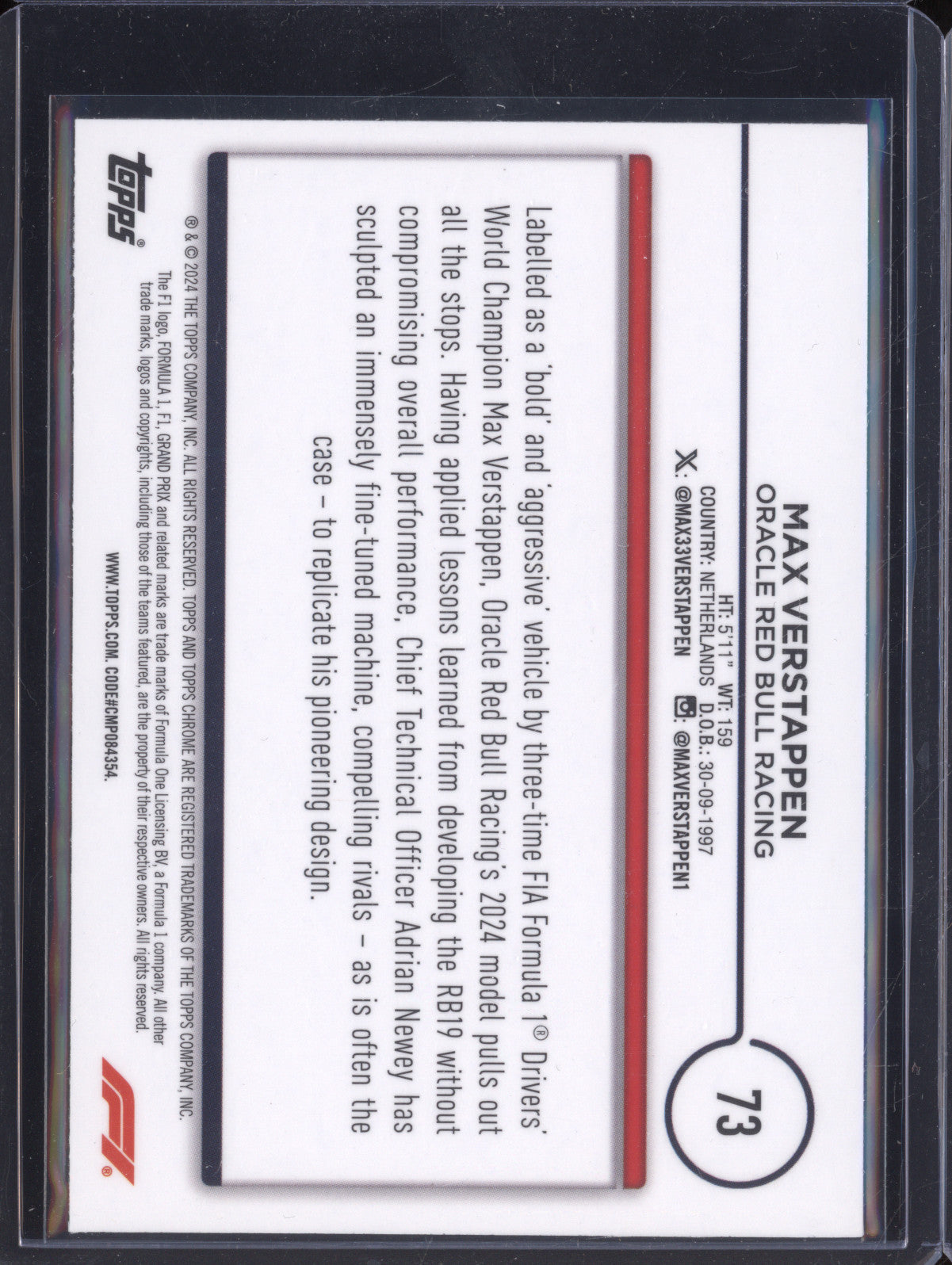 Max Verstappen 2024 Topps Chrome 73 Pink 12/75