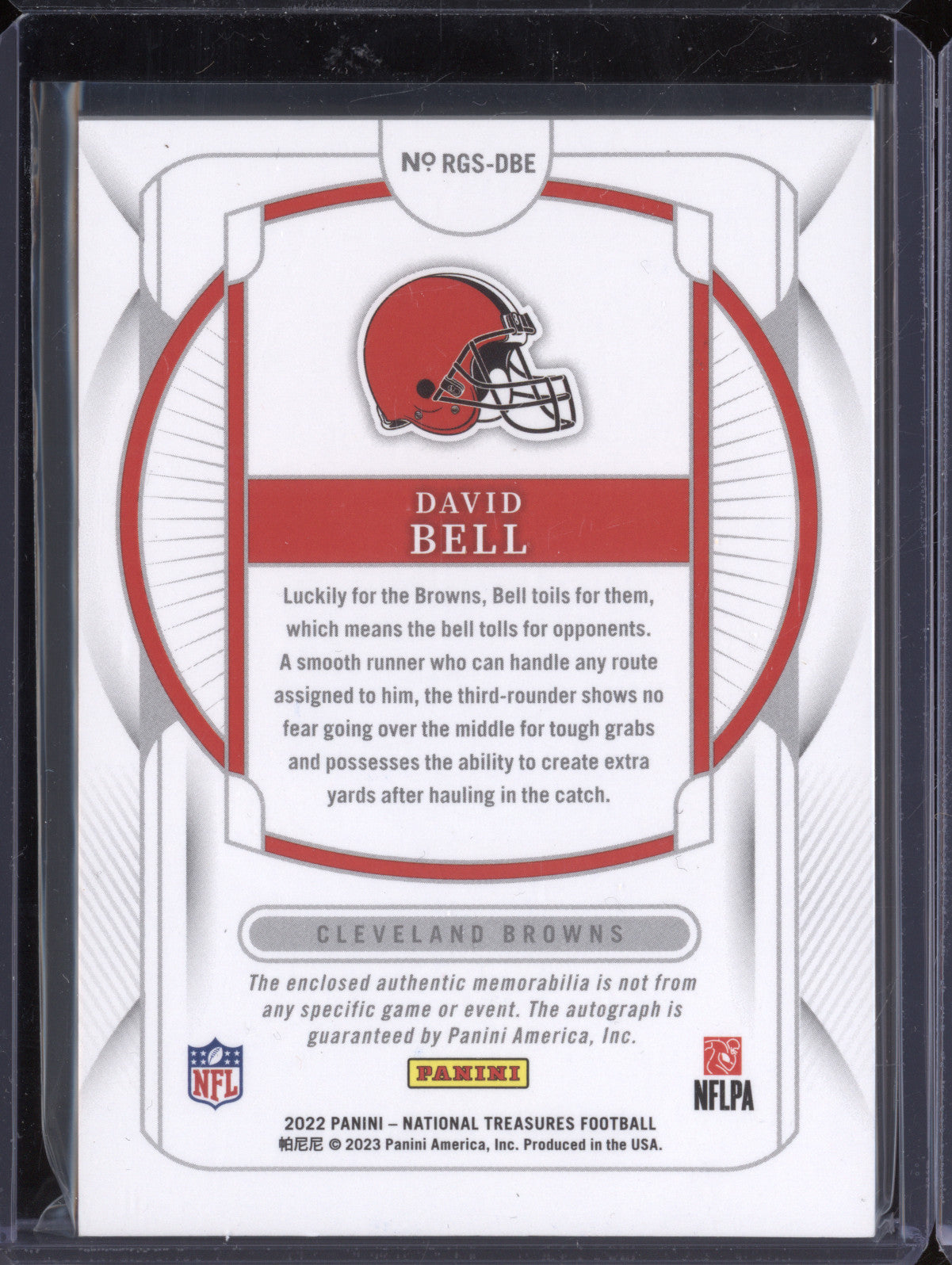 David Bell 2022 Panini National Treasures RGS-DBE Rookie Glove Autograph RC 2/10
