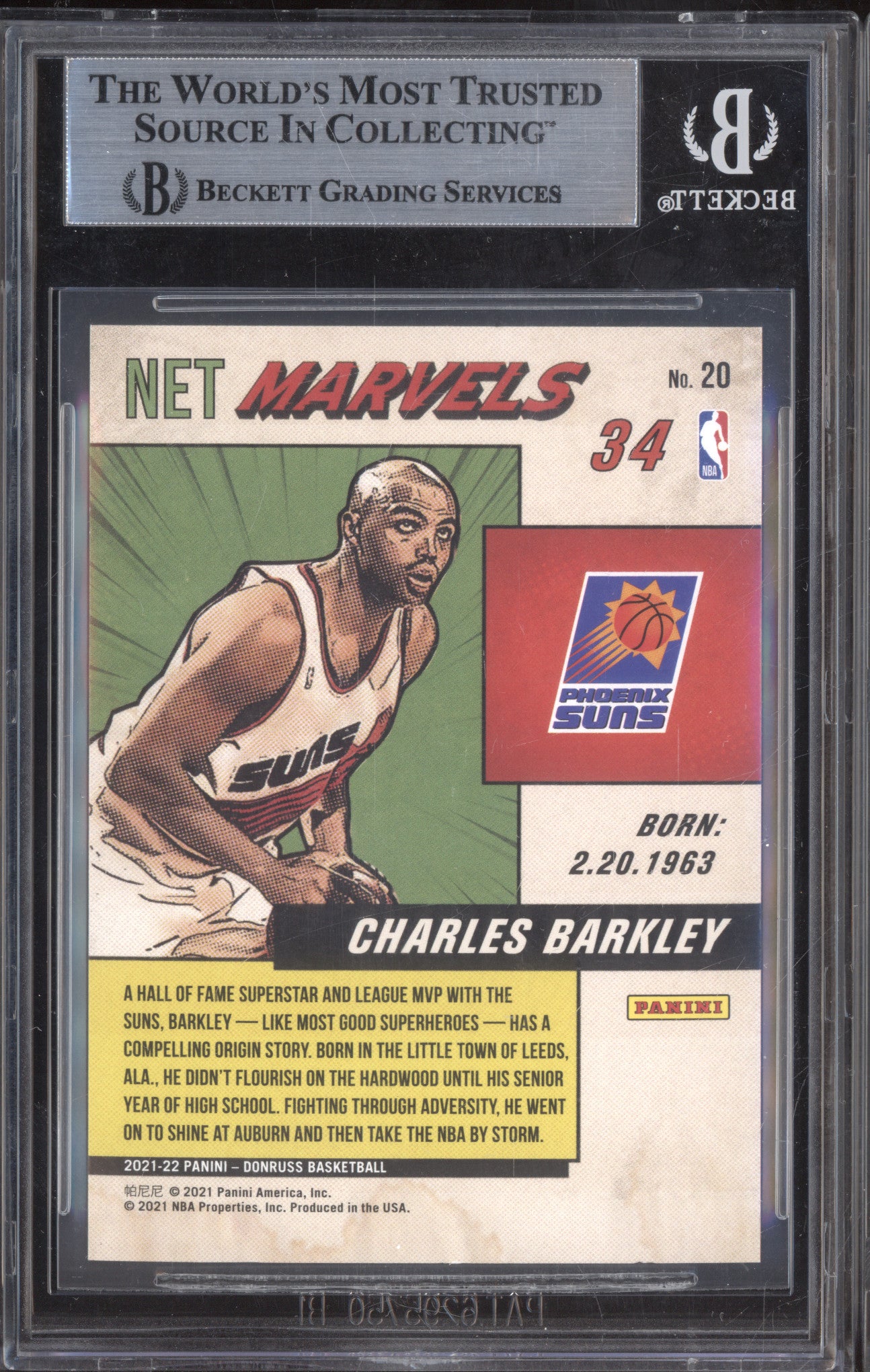 Charles Barkley 2021-22 Panini Donruss Net Marvels Gold Press Proof /10 BGS 8.5