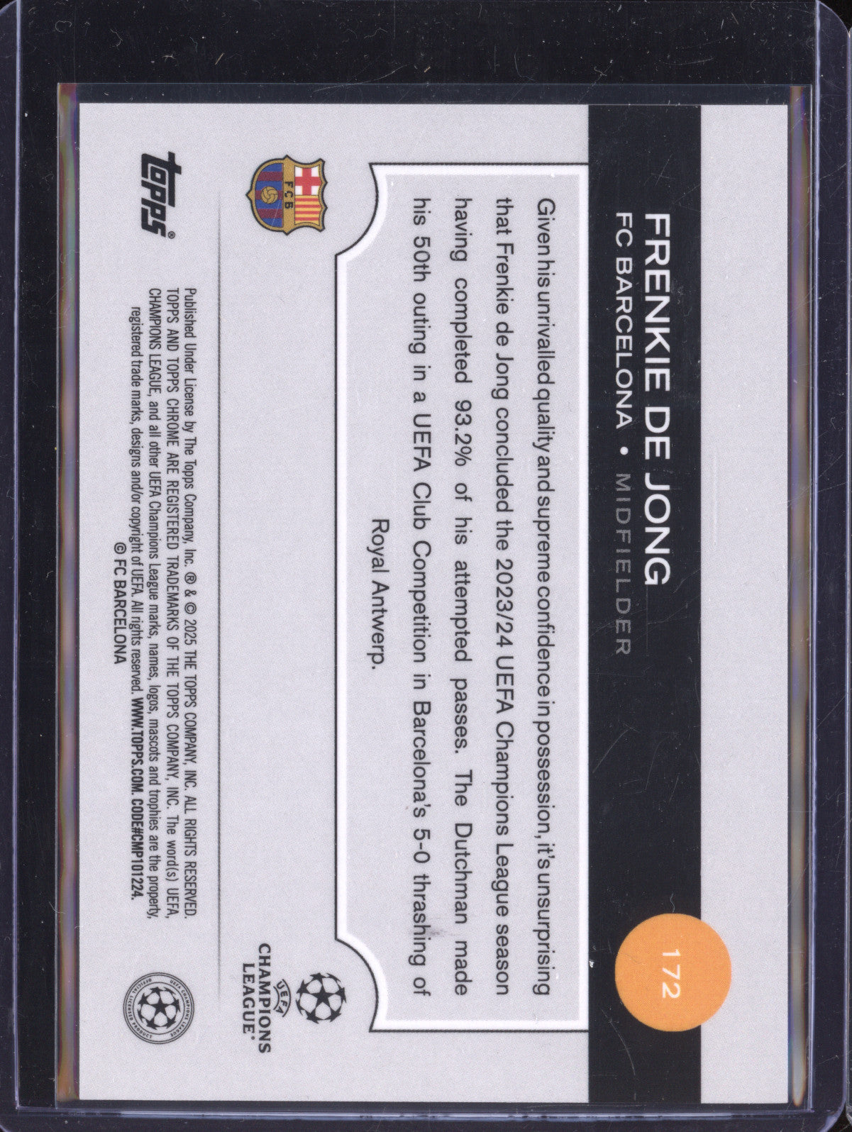 Frenkie De Jong 2024-25 Topps Chrome 172 Red Lava Refractor 2/5