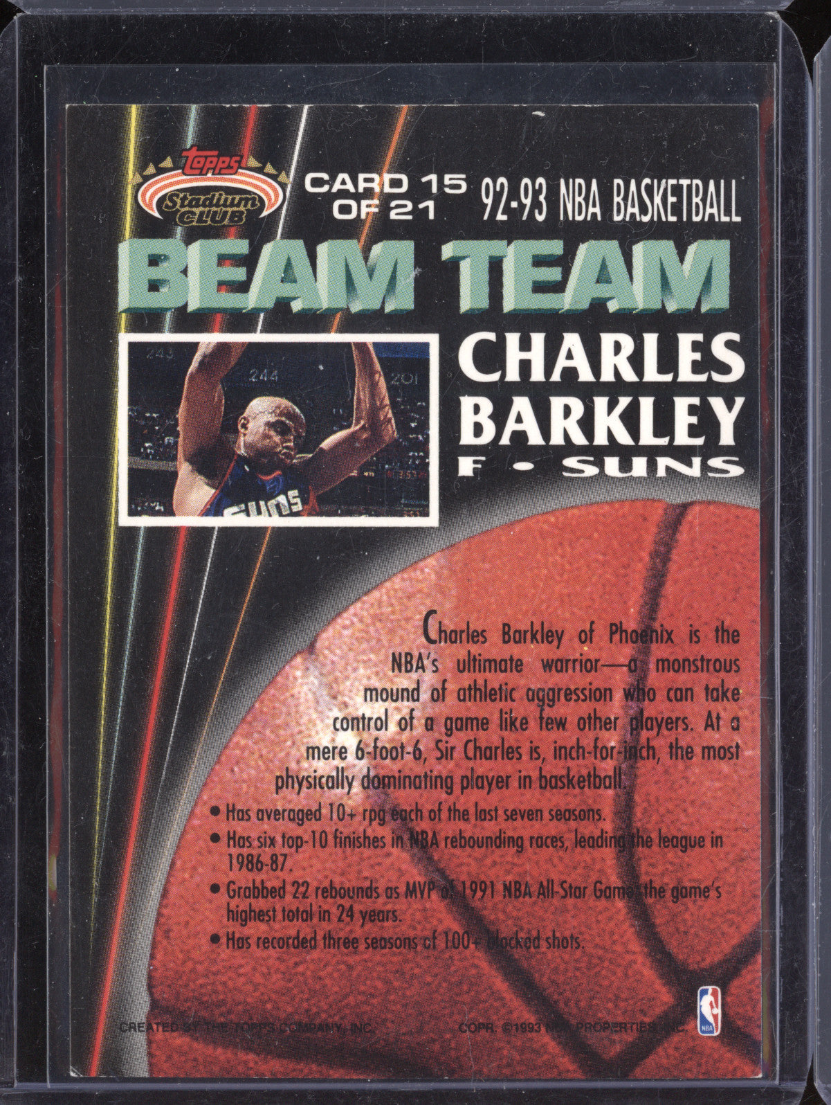 Charles Barkley 1992-93 Topps Stadium Club 15 Beam Team