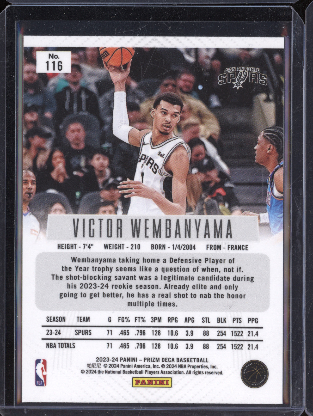 Victor Wembanyama 2023-24 Panini Prizm Deca 116 RC