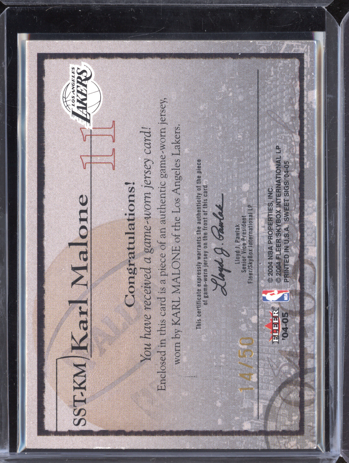 Karl Malone 2004-05 Fleer Sweet Sigs SST-KM Sweet Stitches Gold 14/50