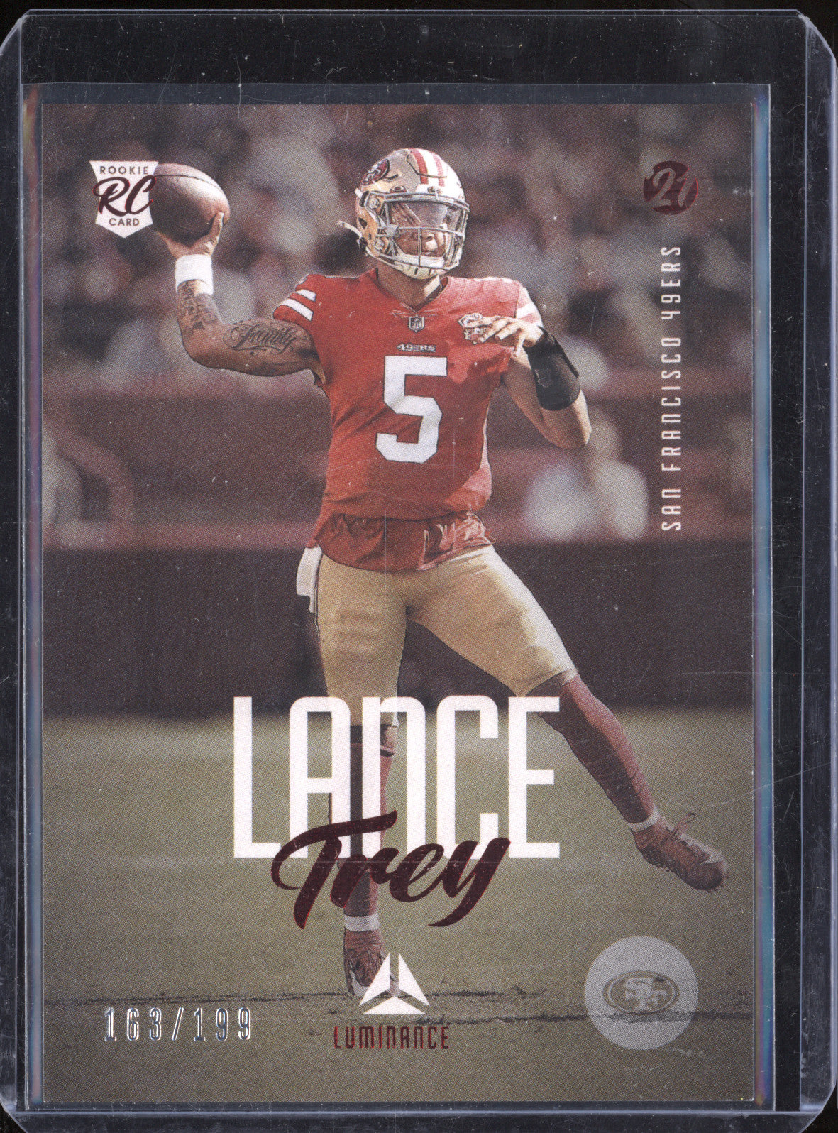 Trey Lance 2021 Panini Chronicles 204 Luminance Red RC 163/199