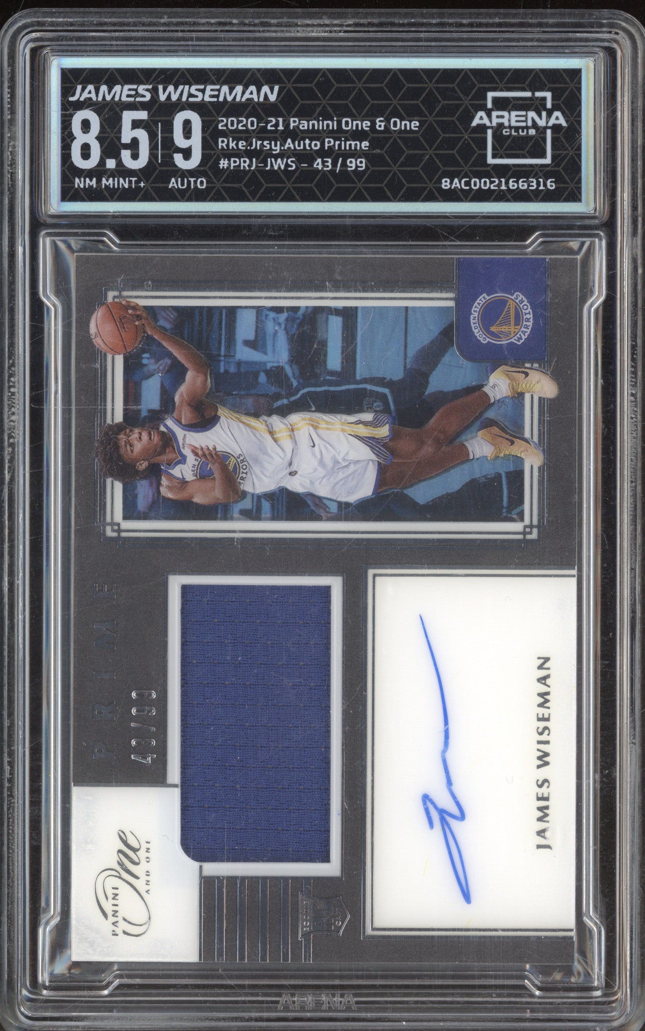 James Wiseman Panini One and One PRJ-JWS Rookie Jersey Auto RC /99 AC 8.5/9