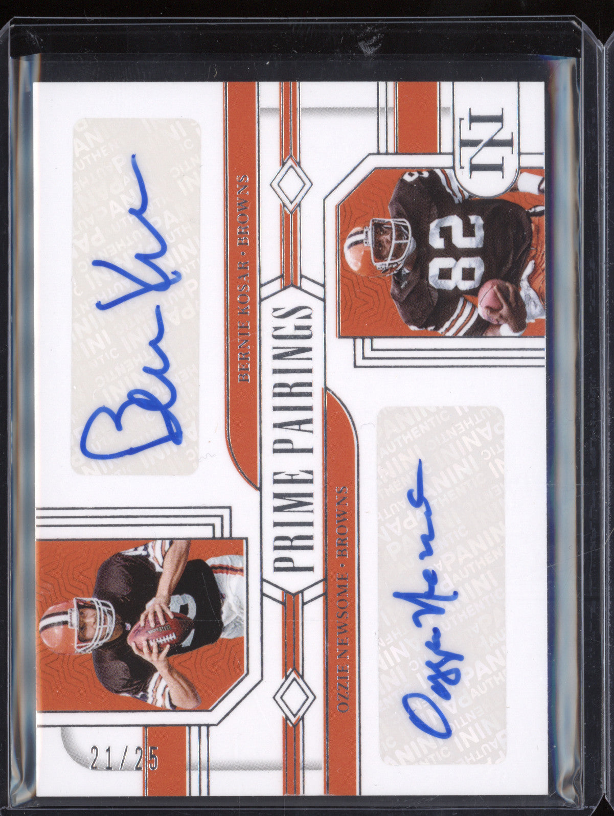 Bernie Kosar Ozzie Newsome 2023 Panini National Treasures Prime Pairings 21/25