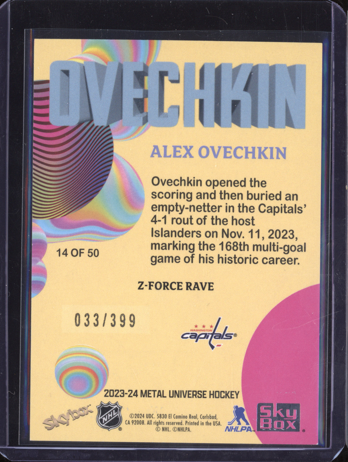 Alex Ovechkin 2023-24 Sky Box Metal Universe 14 Z Force 33/399